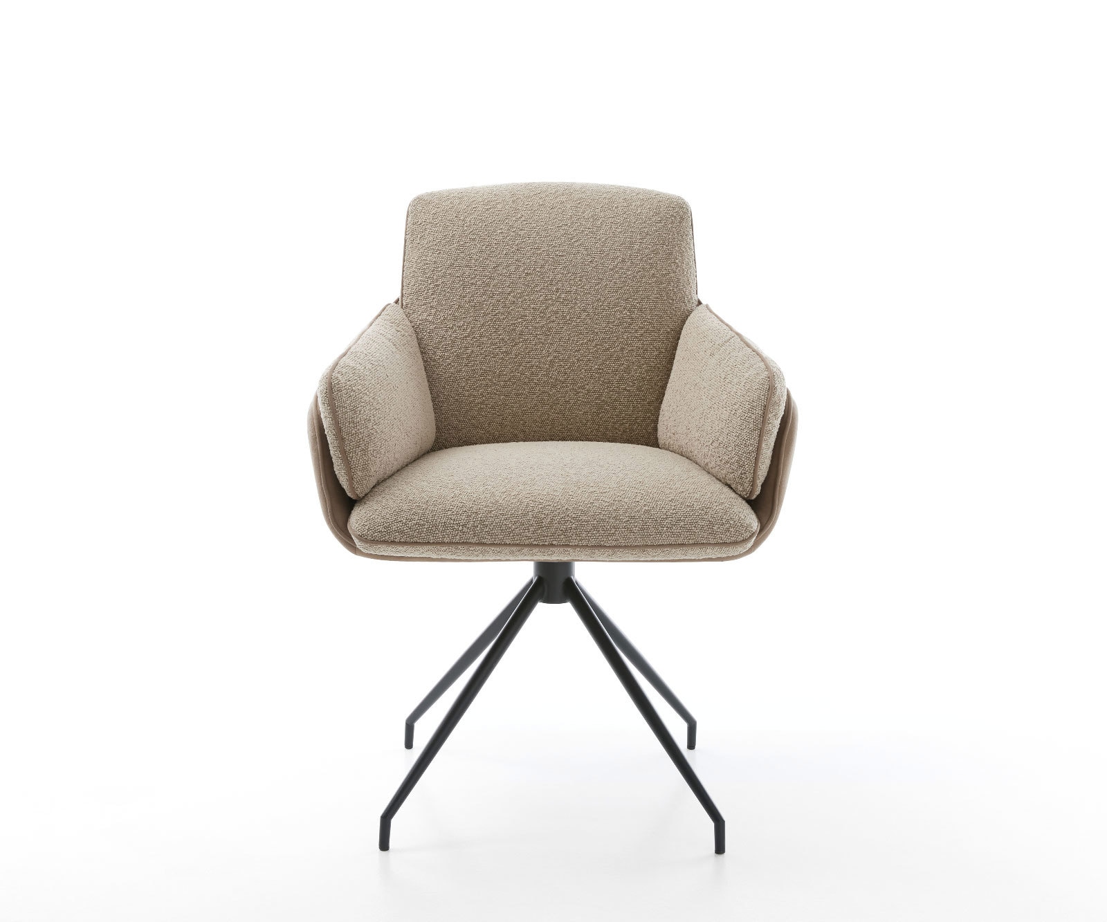 Chaise-pivotante Luan-Flex avec accoudoirs tissu mixte couleur boue pied croisé conique noir pivotement sur 180° 1 Chaise-pivotante Luan-Flex avec accoudoirs tissu mixte couleur boue pied croisé conique noir pivotement sur 180° 1