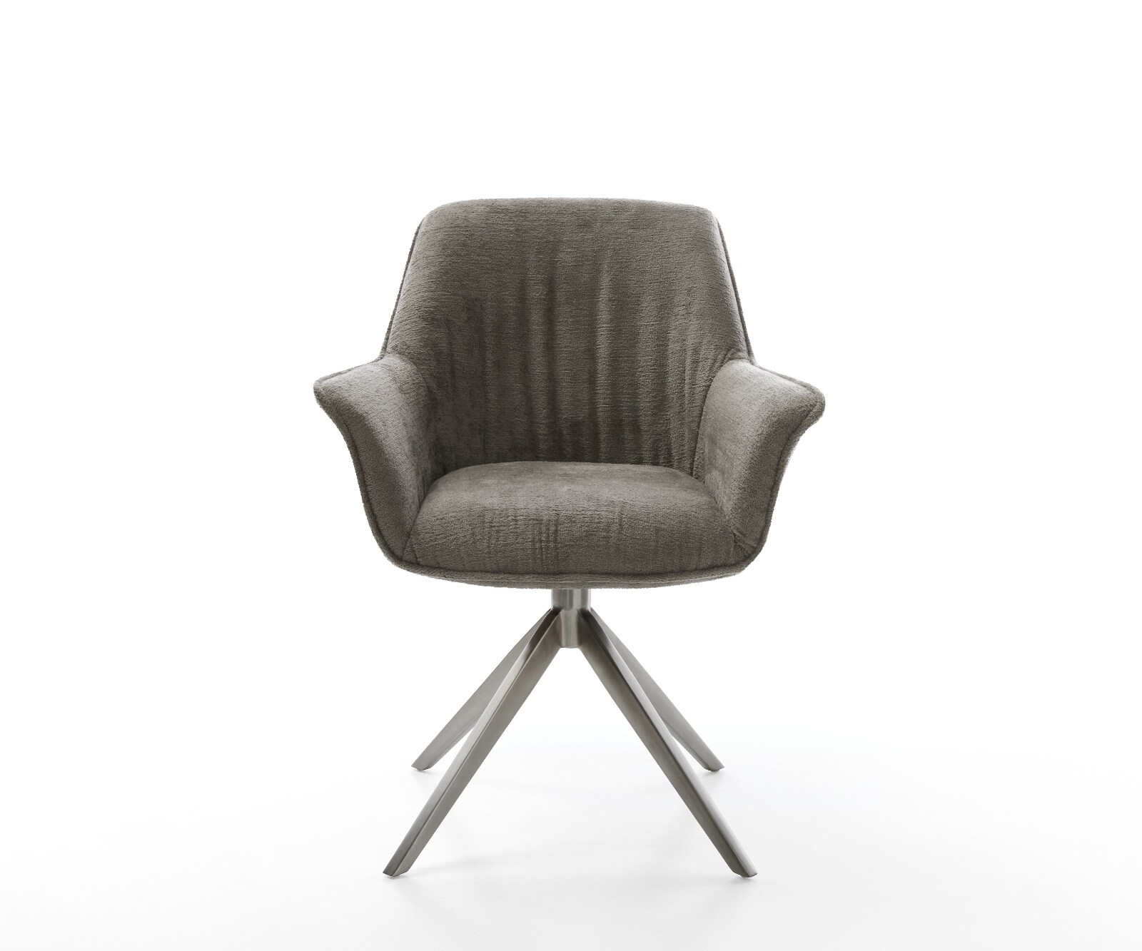 Chaise-pivotante Keila-Flex avec accoudoirs bouclé doux couleur boue pied croisé large grafiete pivotement sur 360° fonction bascule 2