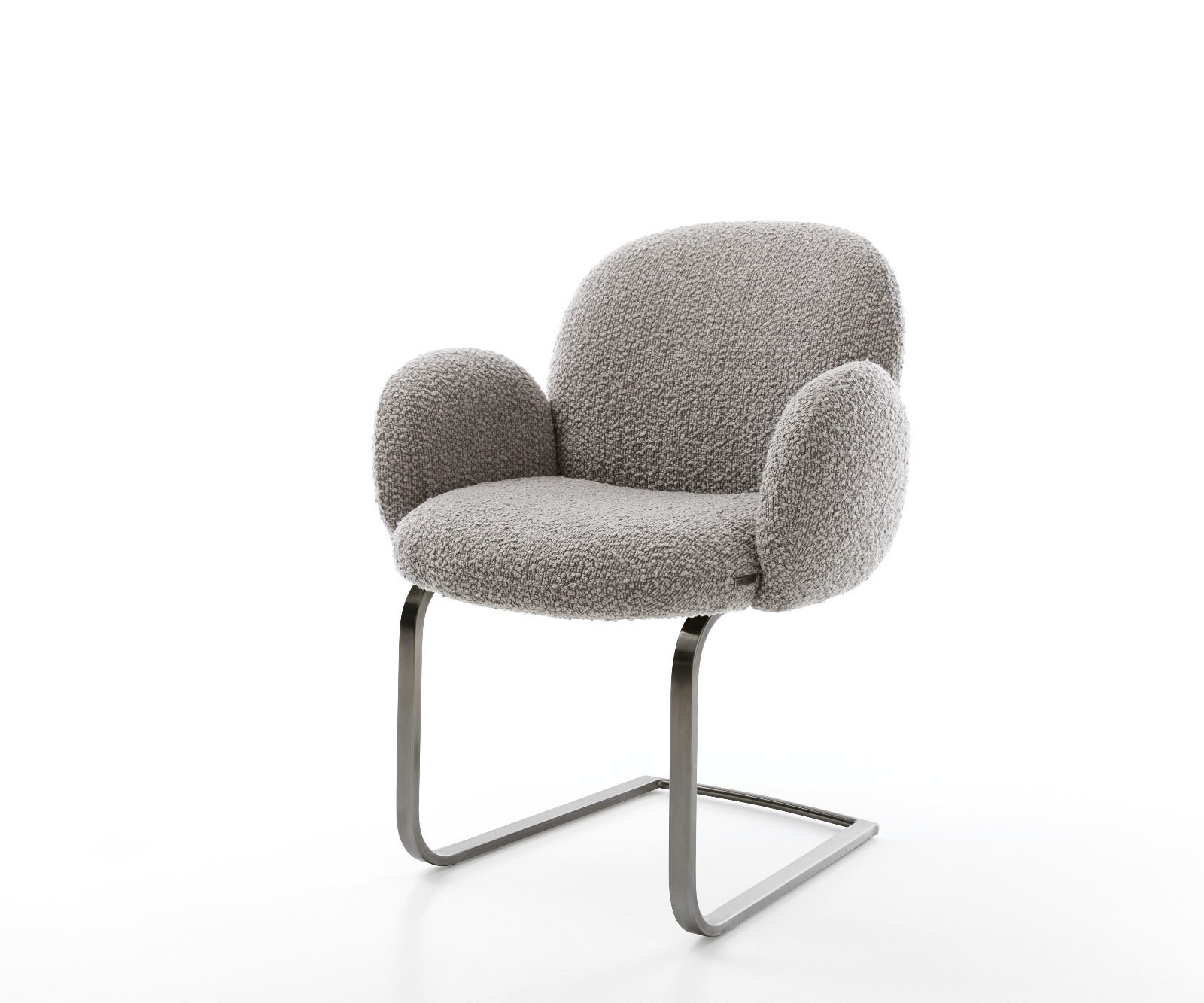 Cantilever Nube-Flex avec accoudoirs bouclé gris argenté pied cantilever plat grafiete ressorts ensachés 1