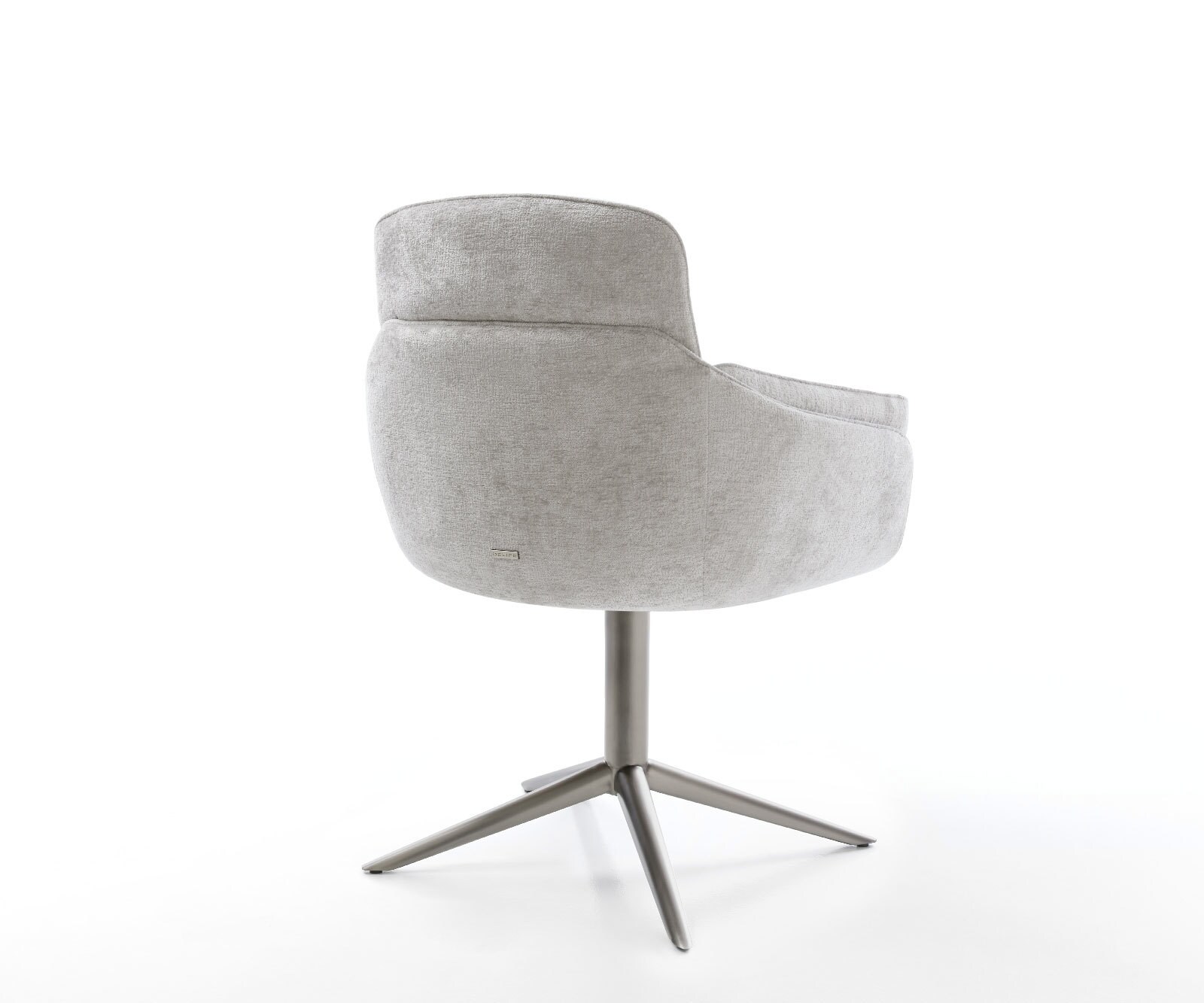 Chaise-pivotante Luan-Flex mit Armlehnen chenille gris argenté pied de chaise 4 branches grafiete pivotement sur 360° fonction bascule 5