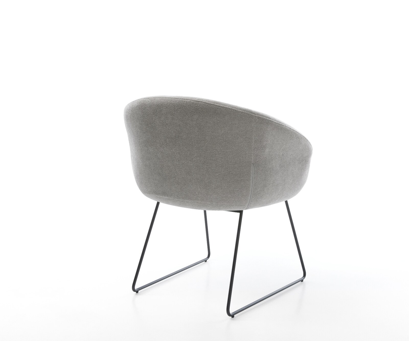 Chaise-de-salle-à-manger Vinka-Flex avec accoudoirs tissu structuré doux gris pied trapèze noir resorts ensachés 5