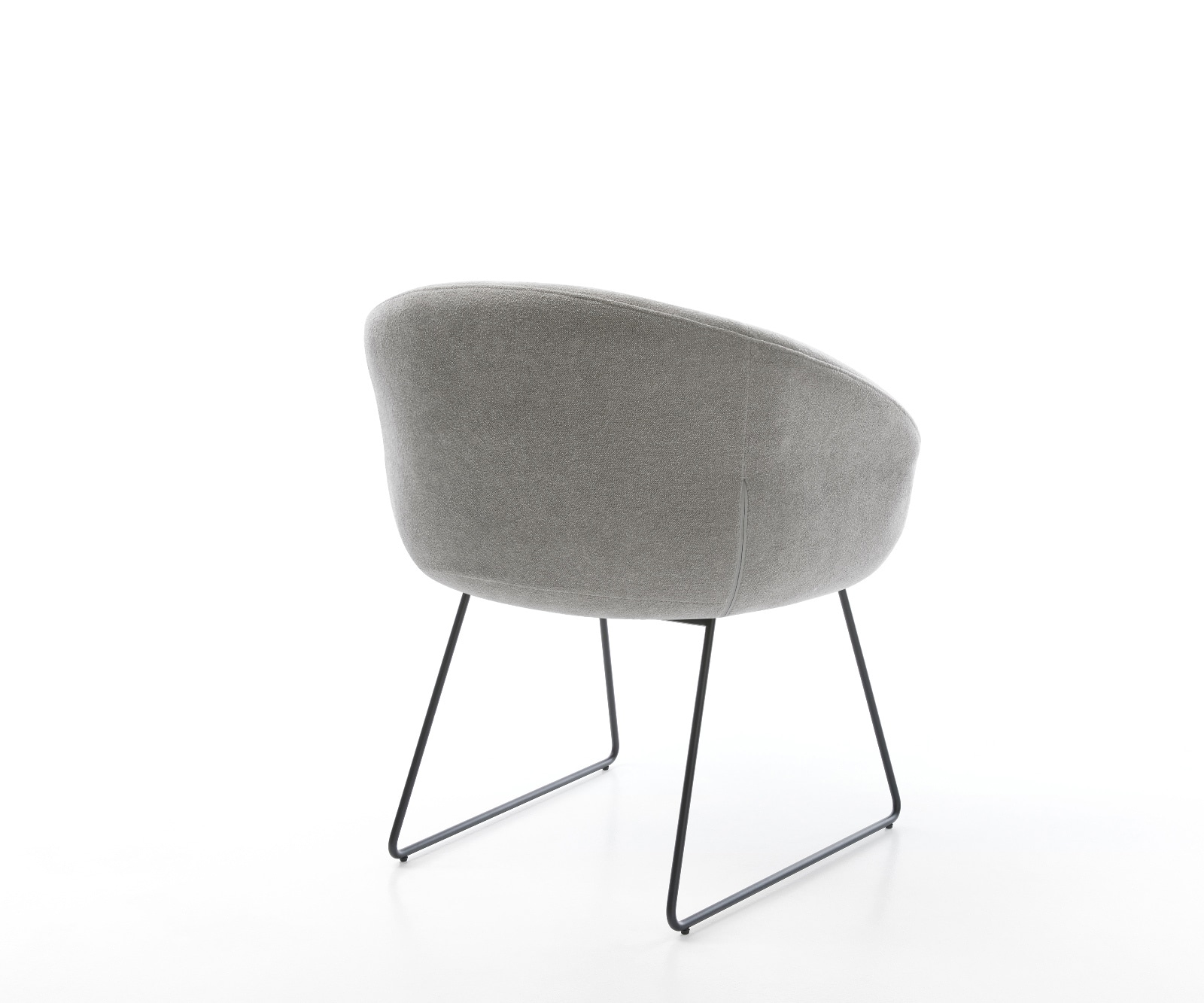 Chaise-de-salle-à-manger Vinka-Flex avec accoudoirs tissu structuré doux gris pied trapèze noir resorts ensachés 5