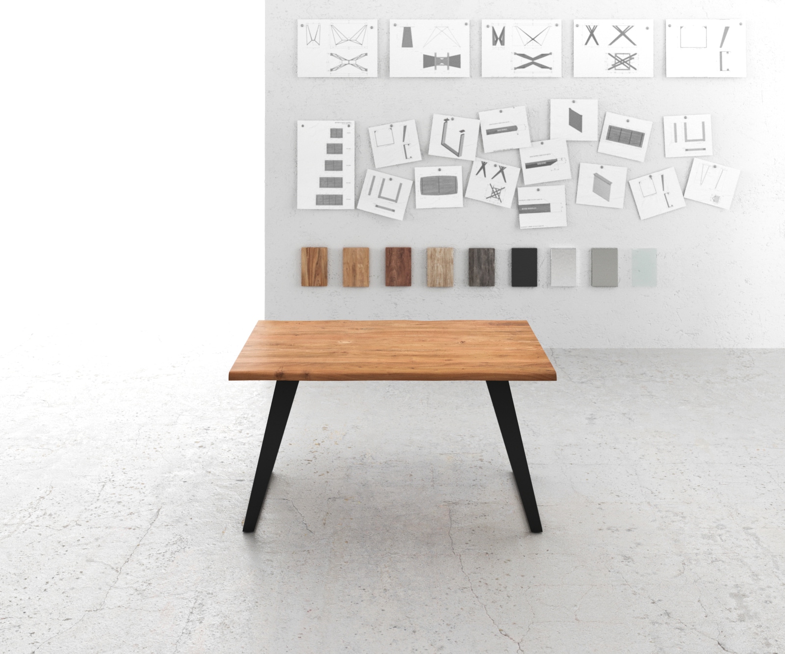 Table-à-manger Edge 140x90 acacia nature métal incliné Live-Edge 1 Table-à-manger Edge 140x90 acacia nature métal incliné Live-Edge 1