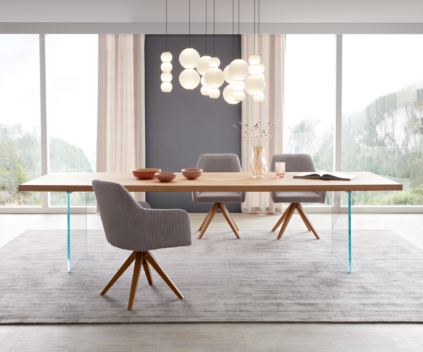 Table à manger Edge 300x100 chêne nature verre Table à manger Edge 300x100 chêne nature verre