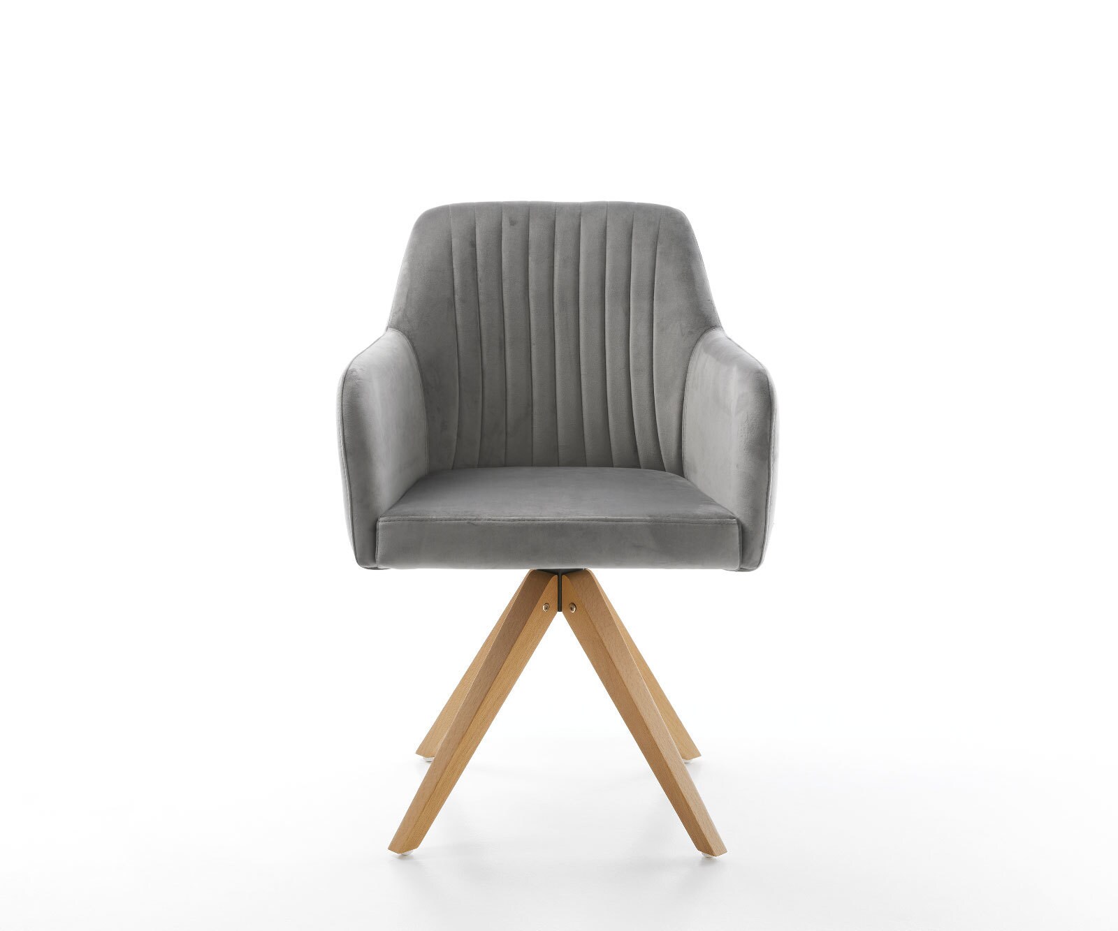 Chaise-de-salle-à-manger Greg-Flex velours gris pied en bois angulaire naturel ressorts ensachés 1 Chaise-de-salle-à-manger Greg-Flex velours gris pied en bois angulaire naturel ressorts ensachés 1