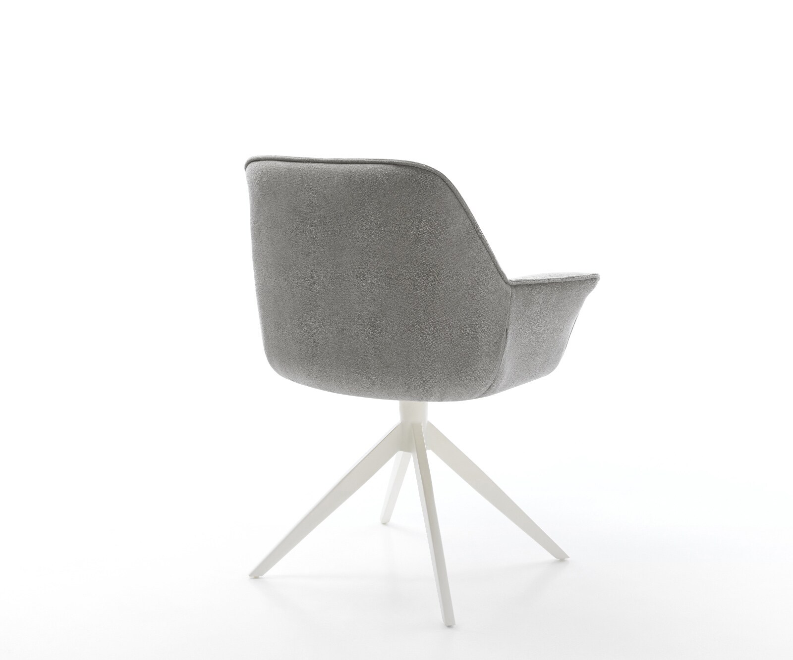 Chaise-pivotante Keila-Flex avec accoudoirs tissu structuré doux gris pied croisé large blanc pivotement sur 360° fonction bascule 5