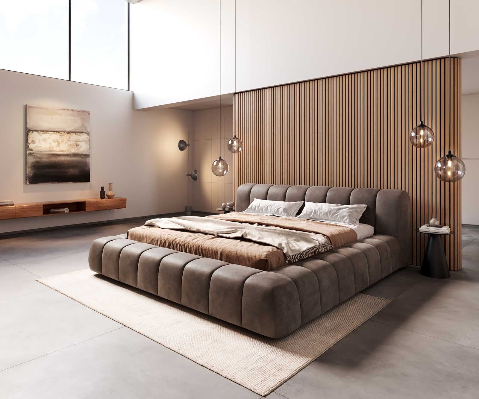 Sommier-rembourré Cutio 180x200 cm microfibre taupe vintage Sommier-rembourré Cutio 180x200 cm microfibre taupe vintage