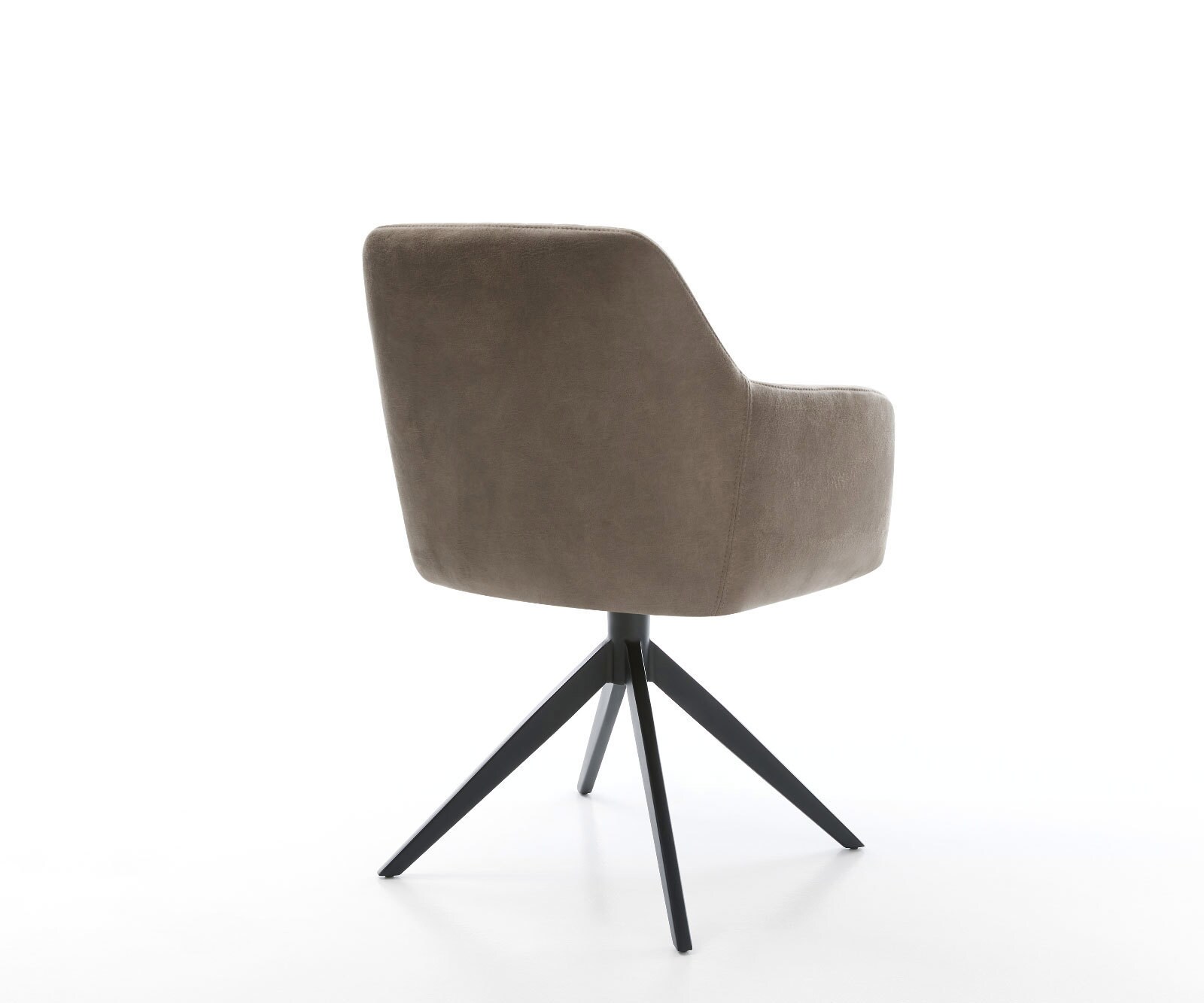 Chaise-de-salle-à-manger Greg-Flex microvelours taupe vintage pied croisé large noir ressorts ensachés 4