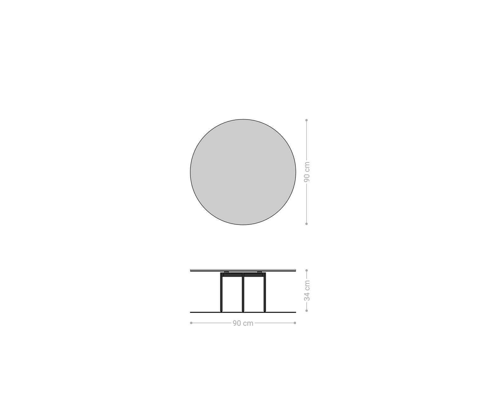 Table basse Edge rond 90x90 cm céramique Laminam® Emperador Extra Lucidato brun foncé Trive métal noir 7