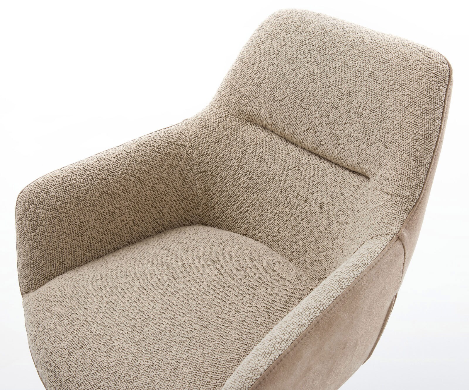 Chaise-pivotante Pejo-Flex tissu mixte couleur boue pied de chaise 4 branches acier inoxydable brossé pivotement sur 360° fonction bascule ressorts ensachés 4
