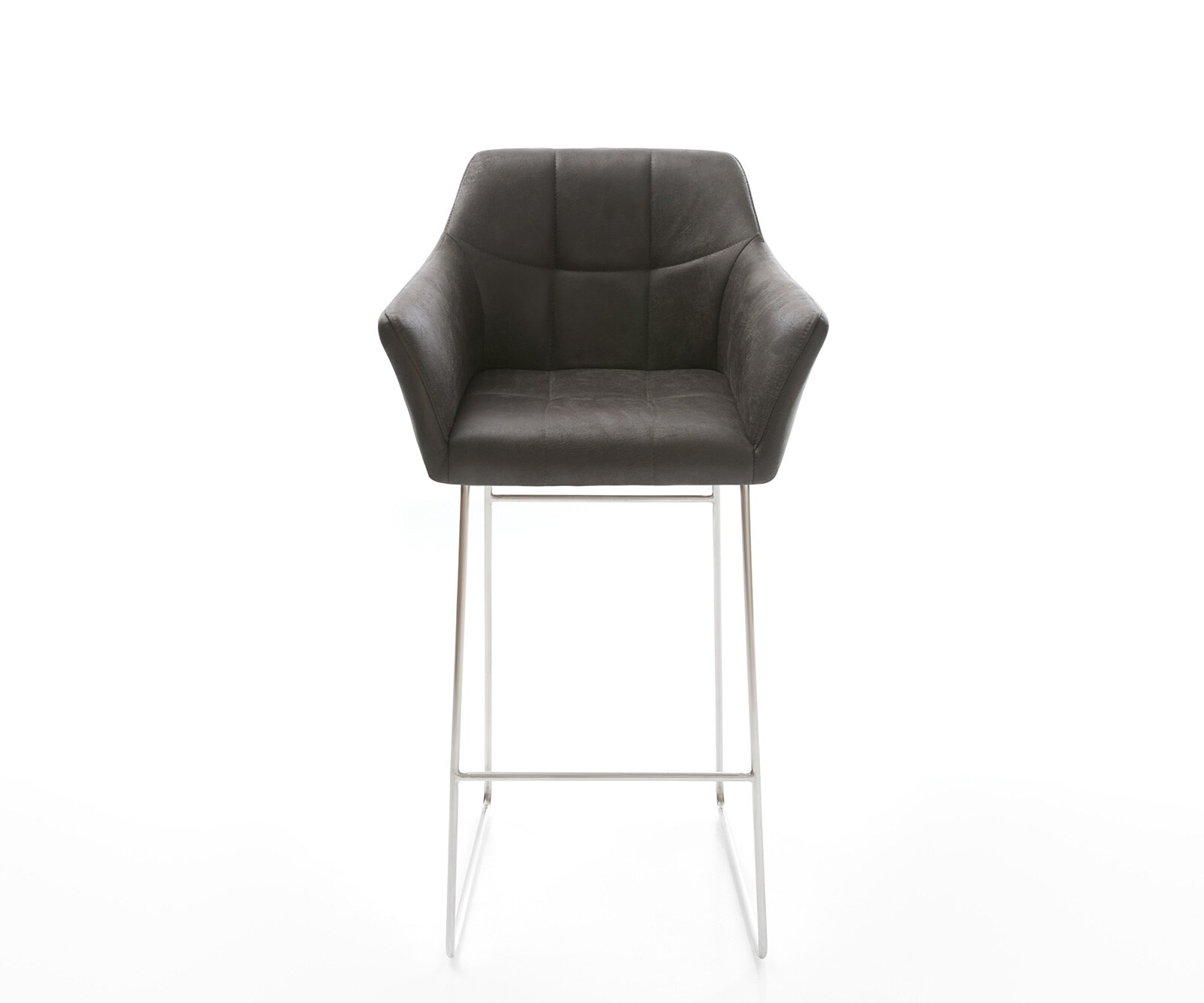 Chaise-de-bar Yulo-Flex vintage anthracite cadre patin acier inoxydable 1