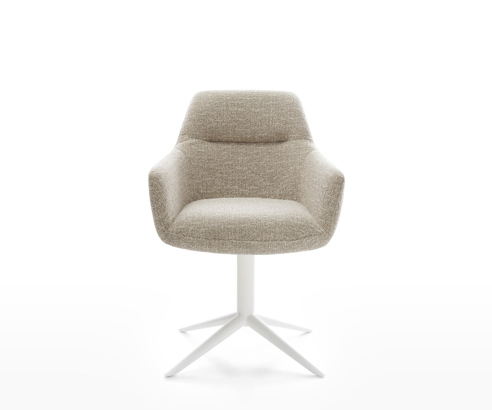 Chaise-pivotante Pejo-Flex tissu tissé doux beige pied de chaise 4 branches blanc pivotement sur 360° fonction bascule resorts ensachés 1