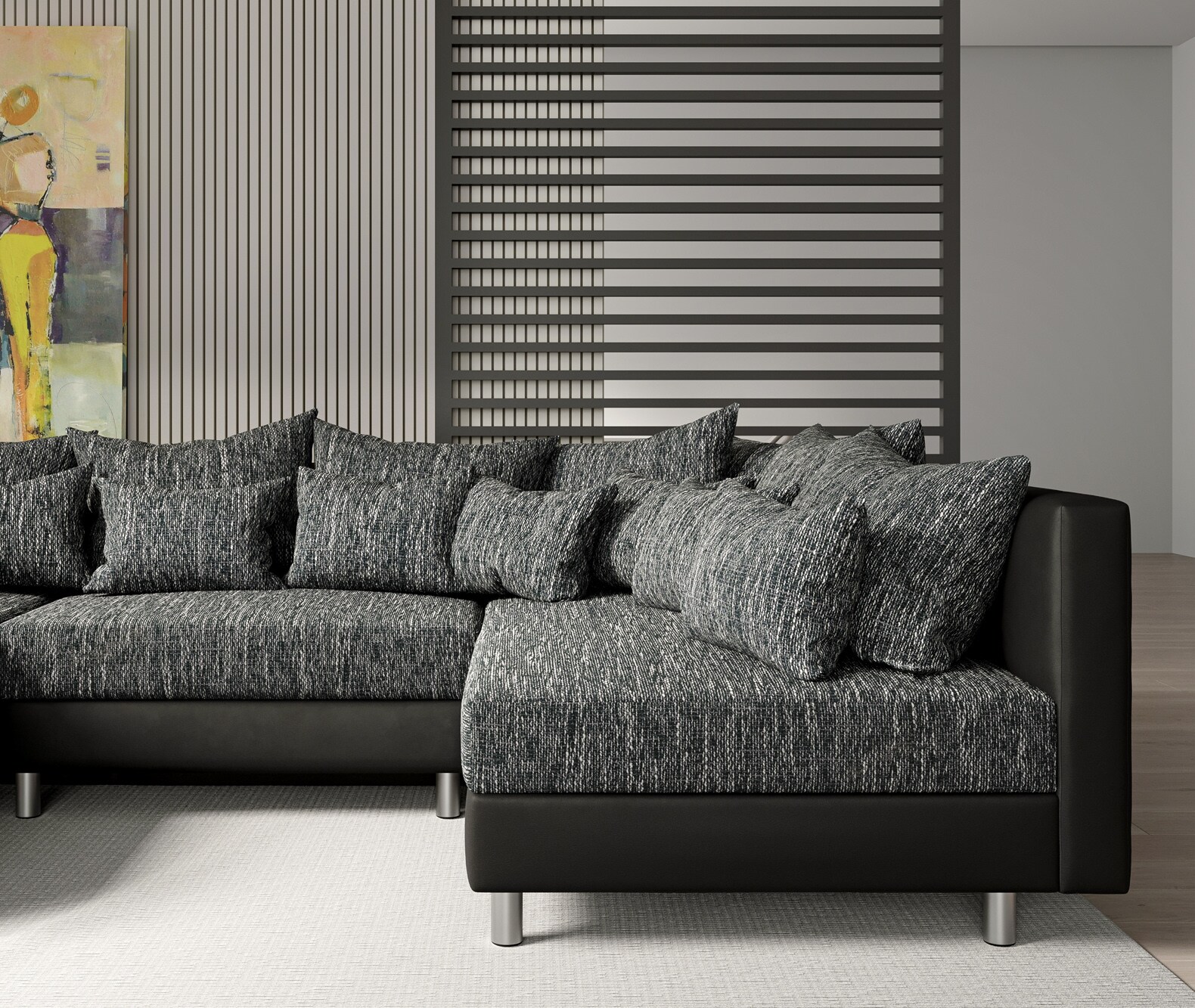 salon Clovis noir canapé modulaire module système 4