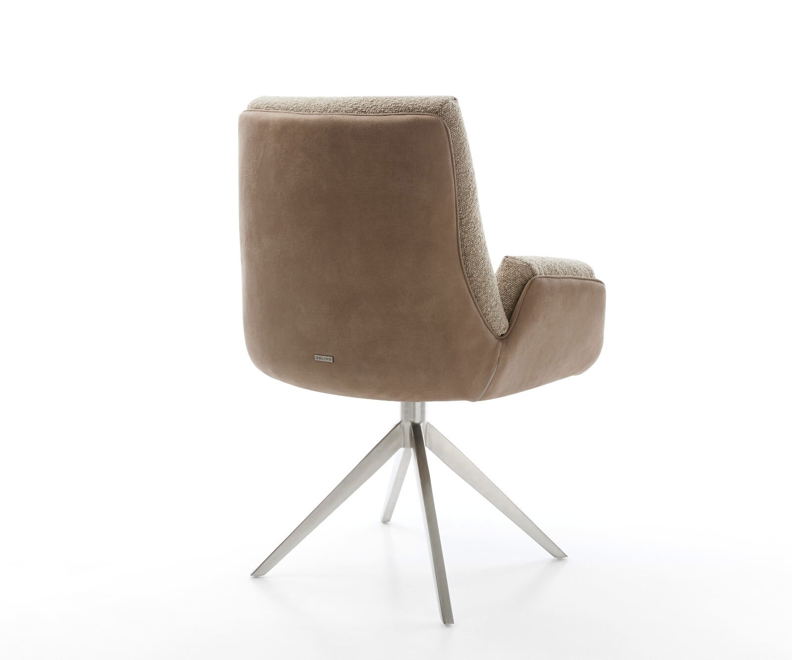 Chaise-pivotante Clea-Flex microvelours boue pied croisé large acier inoxydable brossé pivotement sur 360° fonction bascule 5