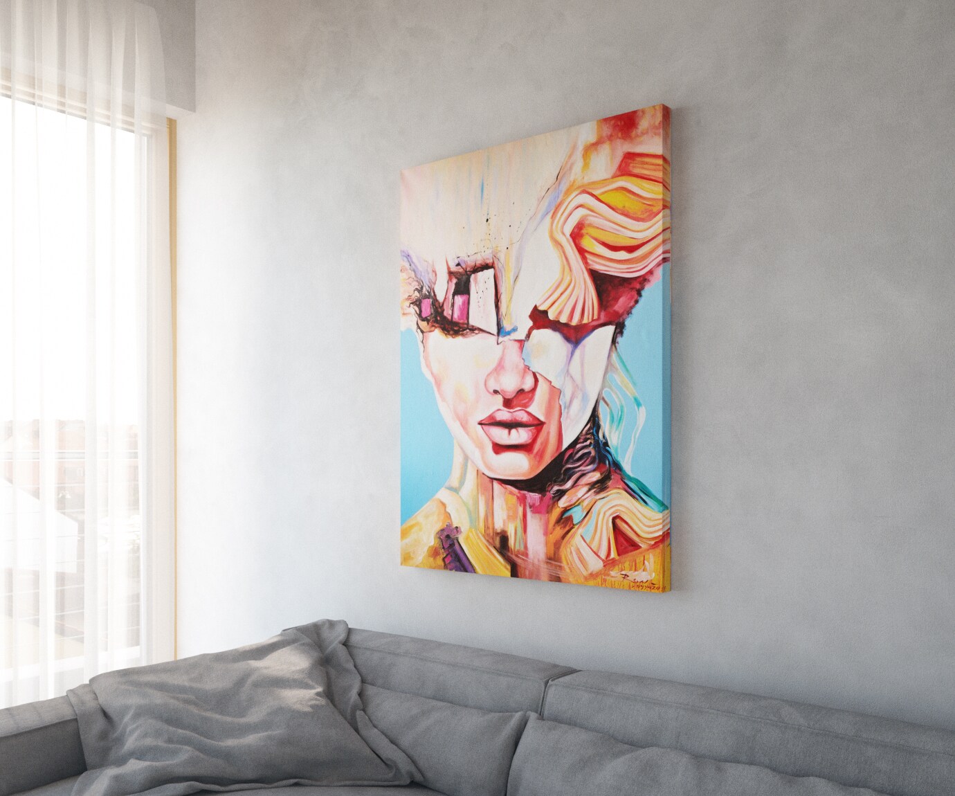 Peinture Expression multicolore 100x140 cm acrylique sur toile 1