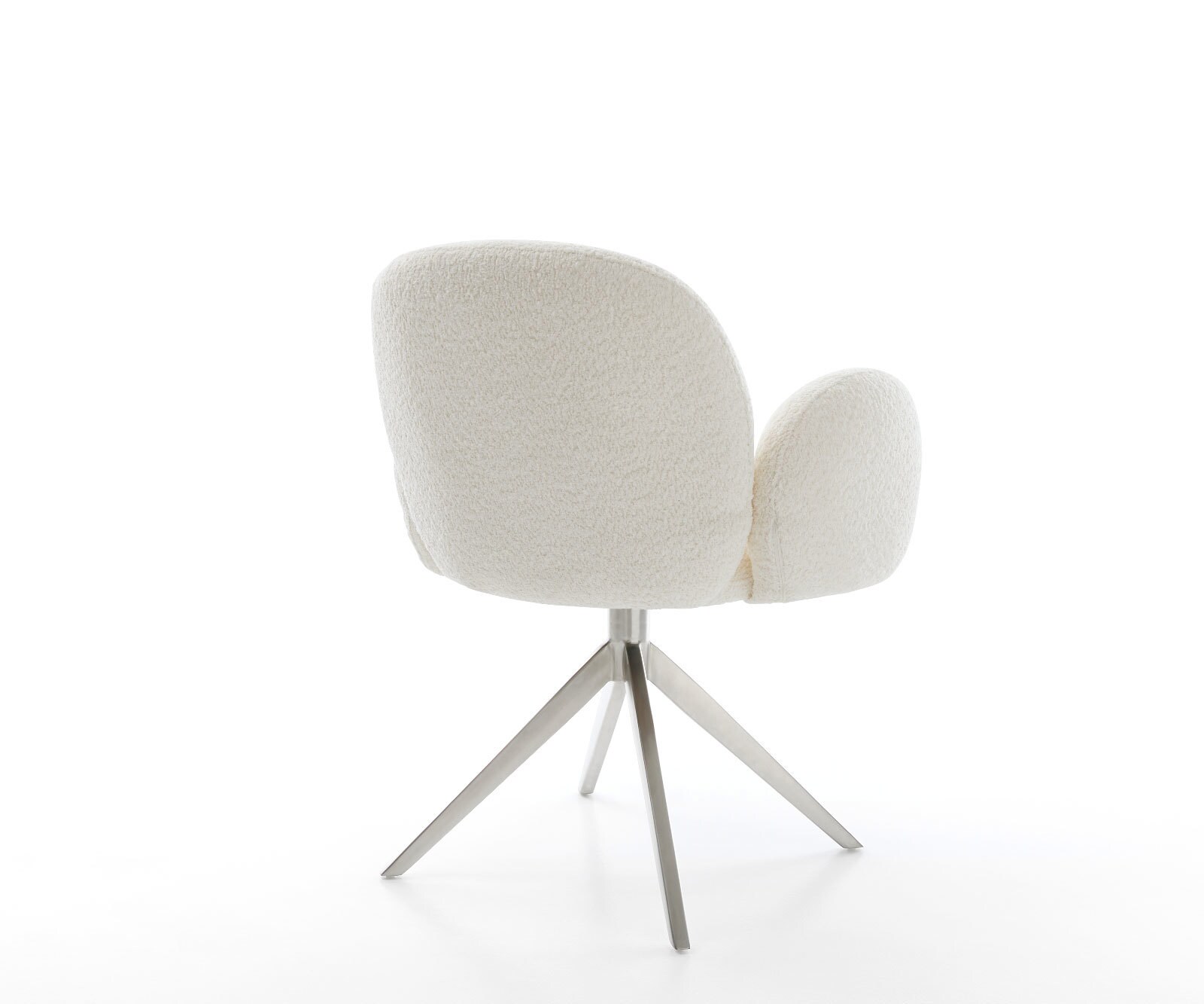 Chaise-pivotante Nube-Flex bouclé blanc pied croisé large acier inoxydable brossé pivotement sur 360° fonction bascule ressorts ensachés 4