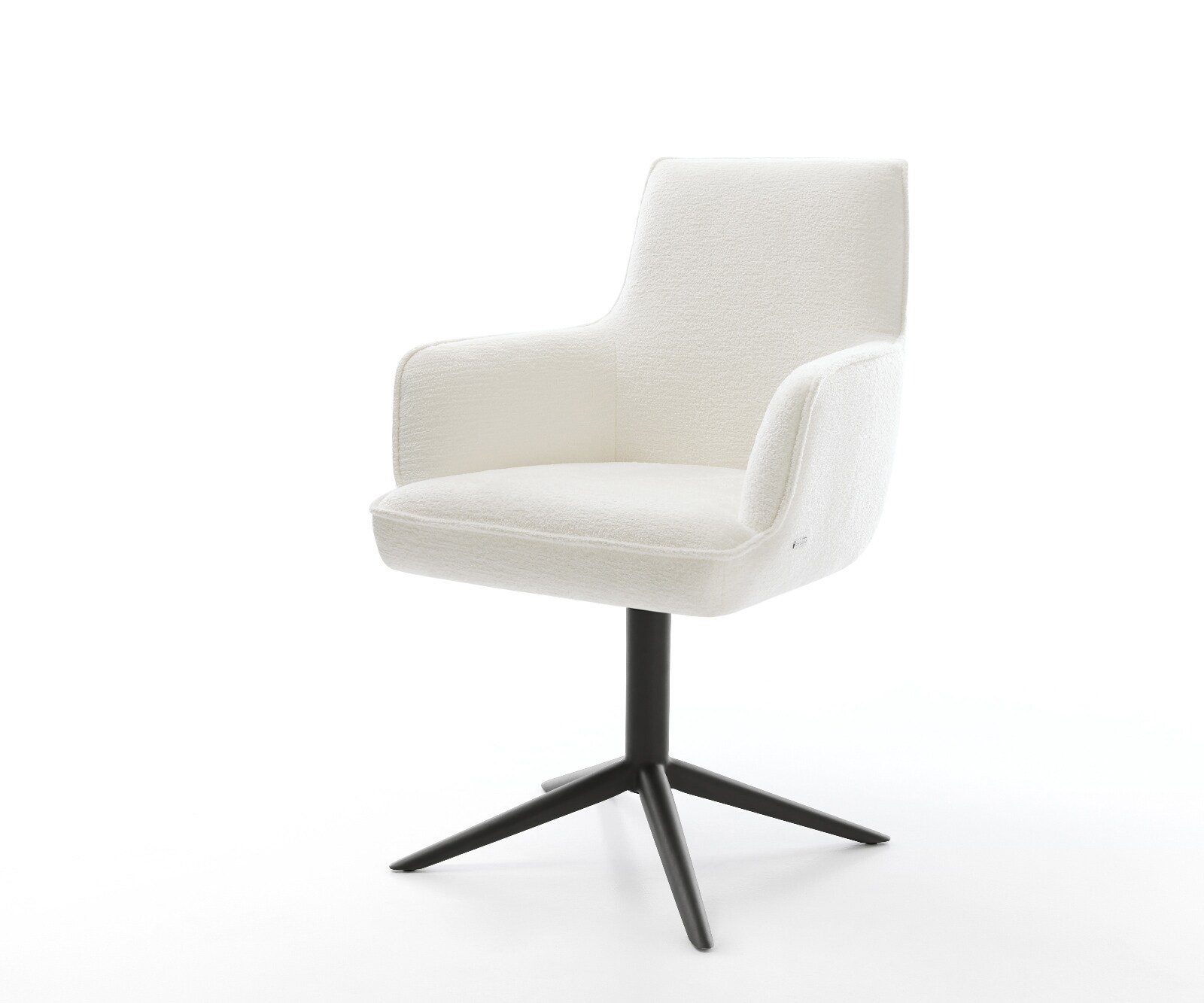 Chaise-pivotante Heira-Flex avec accoudoirs bouclé doux beige pied de chaise 4 branches noir pivotement sur 360° fonction bascule resorts ensachés 1