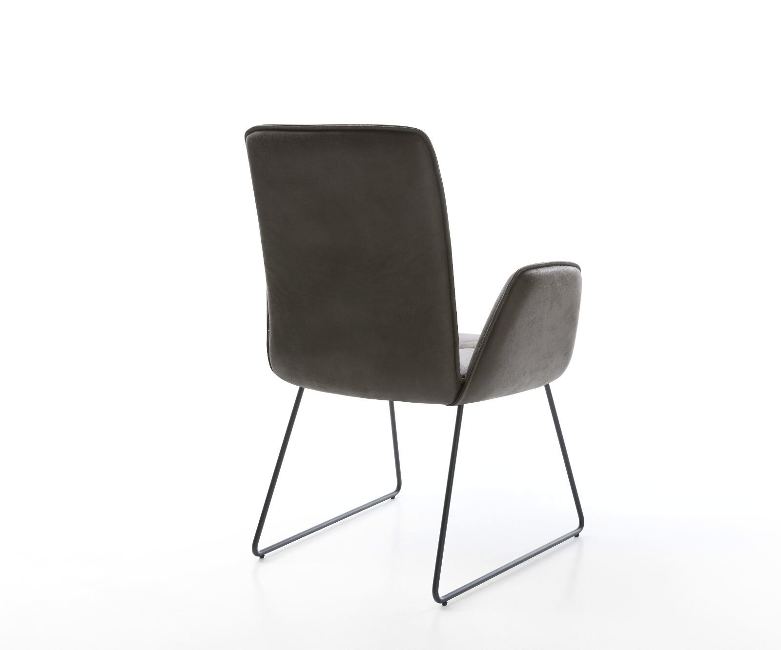 Chaise-de-salle-à-manger Vinja-Flex microvelours anthracite vintage pied trapèze noir 4