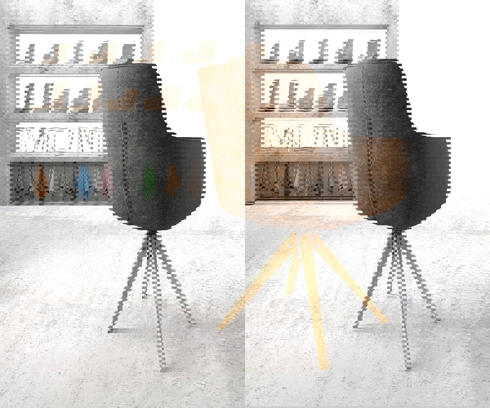 Chaise-pivotante Pejo-Flex brun antique cadre en bois angulaire pivote sur 180° 3 Chaise-pivotante Pejo-Flex brun antique cadre en bois angulaire pivote sur 180° 3