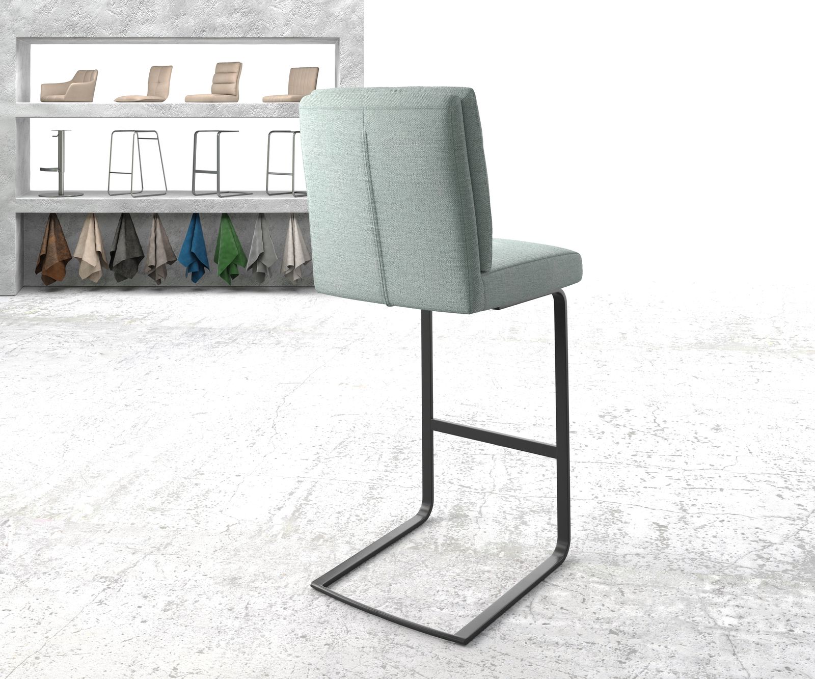Chaise-de-bar Pela-Flex rayures menthe chaise cantilever métal plat 2