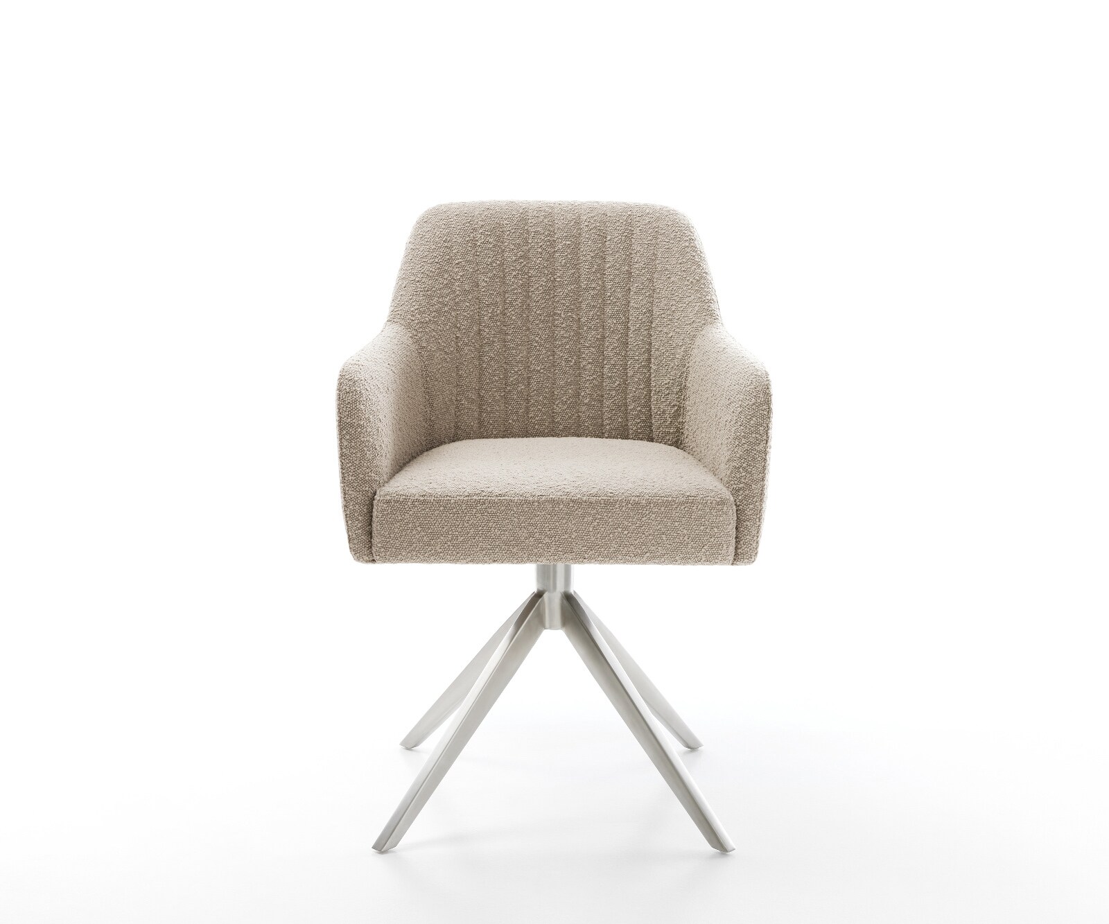 Chaise-pivotante Greg-Flex bouclé boue pied croisé large acier inoxydable pivotement sur 360° fonction bascule ressorts ensachés 1