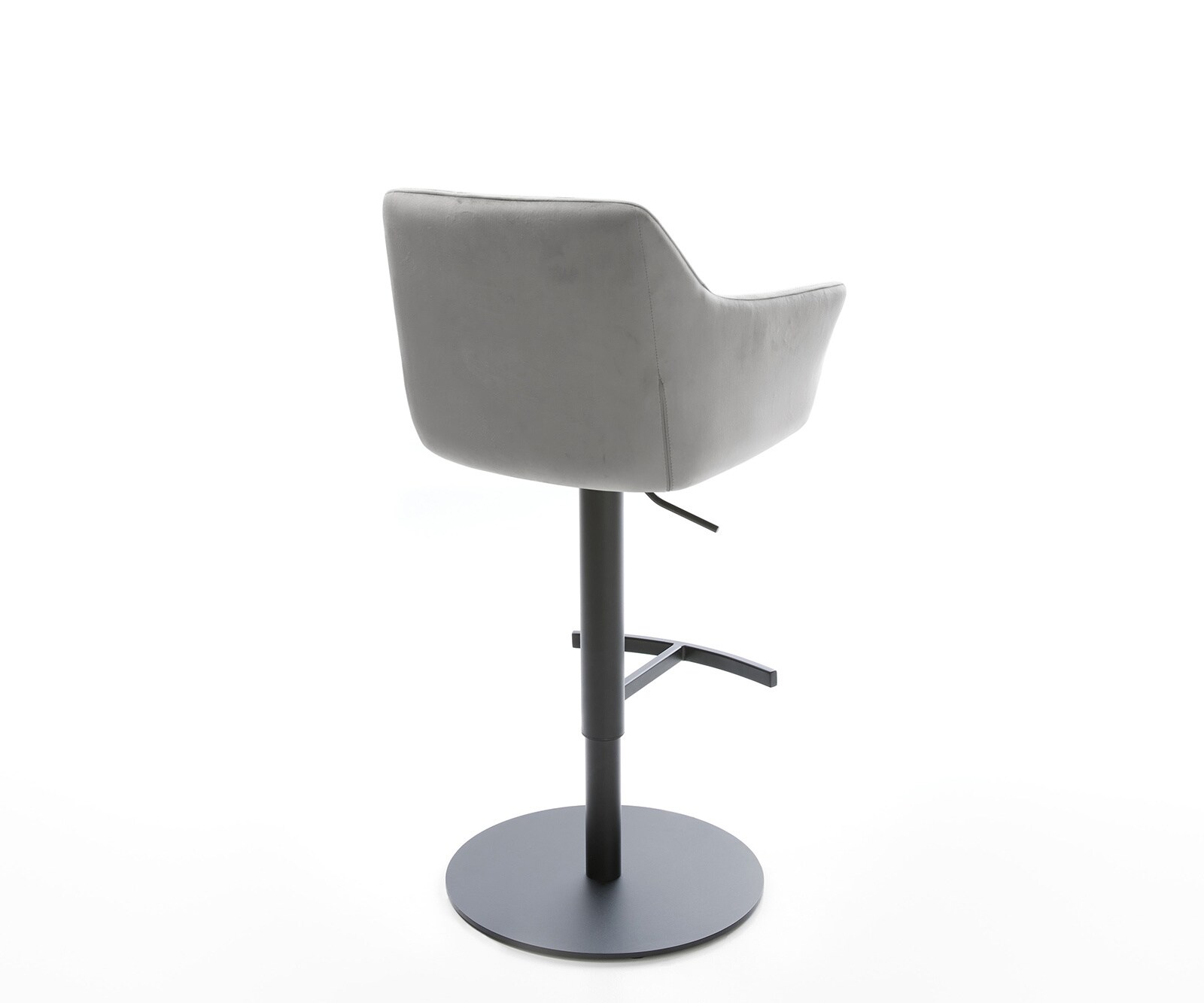 Chaise-de-bar Yulo-Flex velours gris pied pivotant réglable en hauteur métal 4