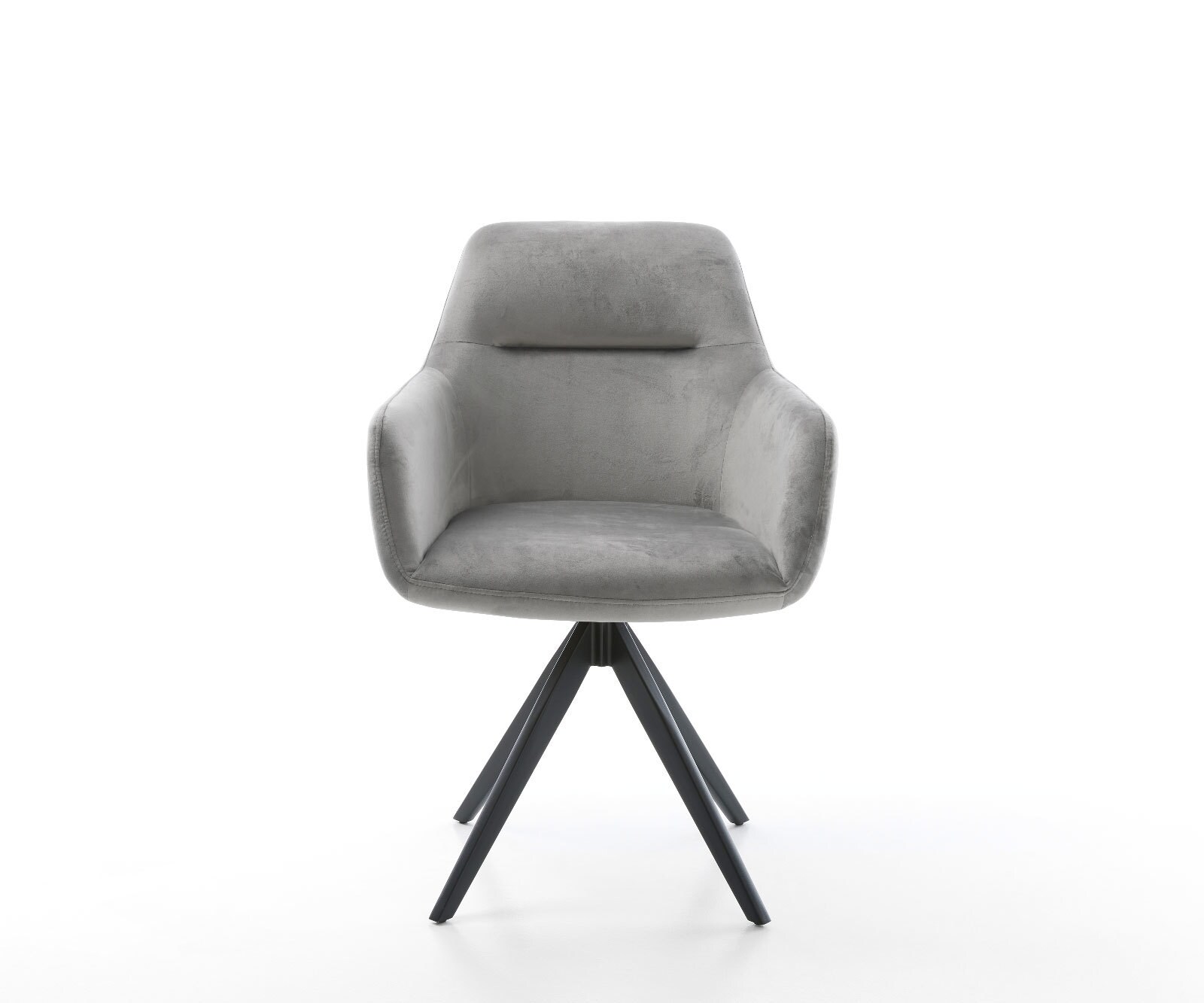 Chaise-de-salle-à-manger Pejo-Flex velours gris pied croisé angulaire noir ressorts ensachés 2