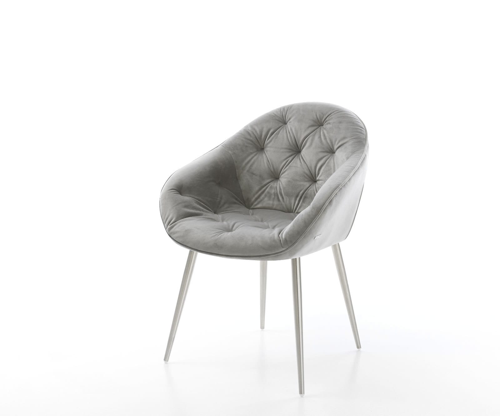 Chaise-de-salle-à-manger Gaio-Flex velours gris 4 pieds coniques acier inoxydable brossé 3 Chaise-de-salle-à-manger Gaio-Flex velours gris 4 pieds coniques acier inoxydable brossé 3