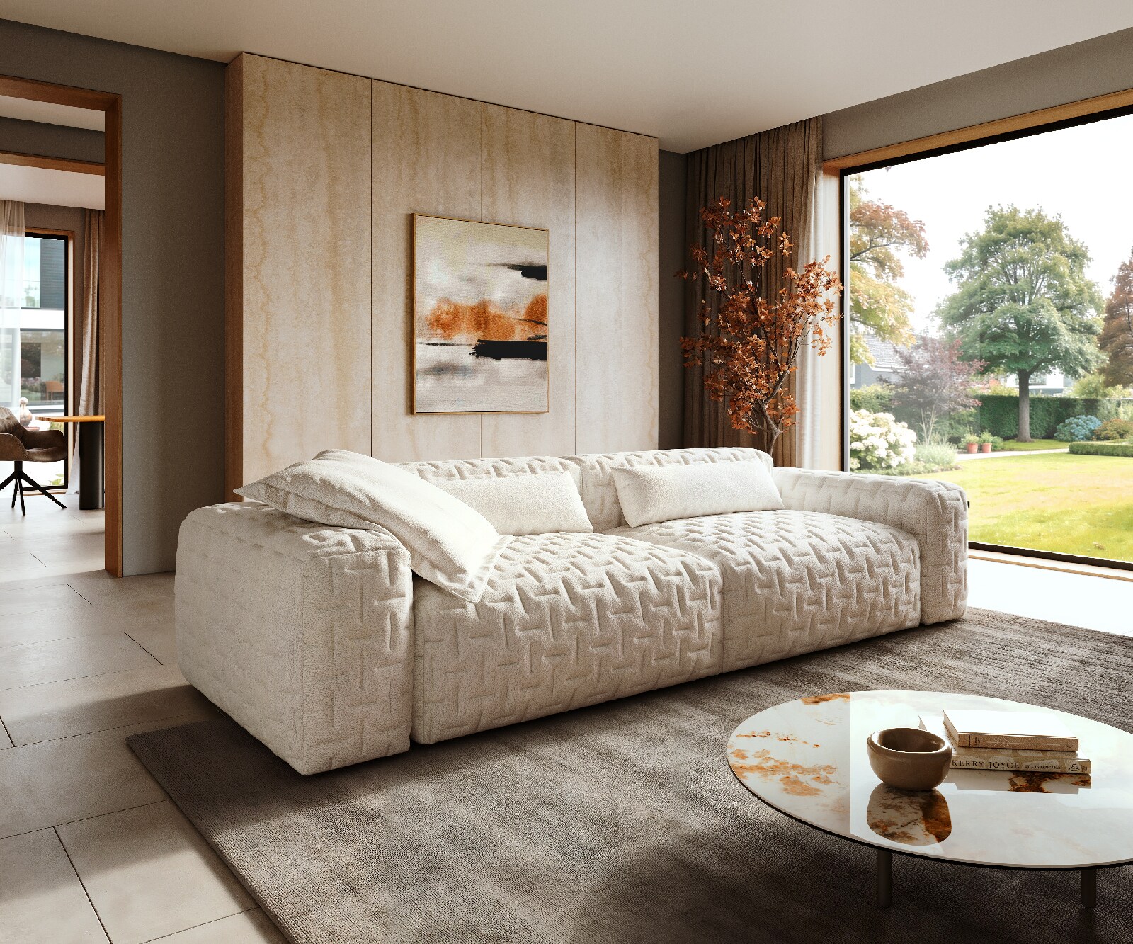 Bigsofa Freestyle 280x110 cm Bouclé doux Beige matelassé