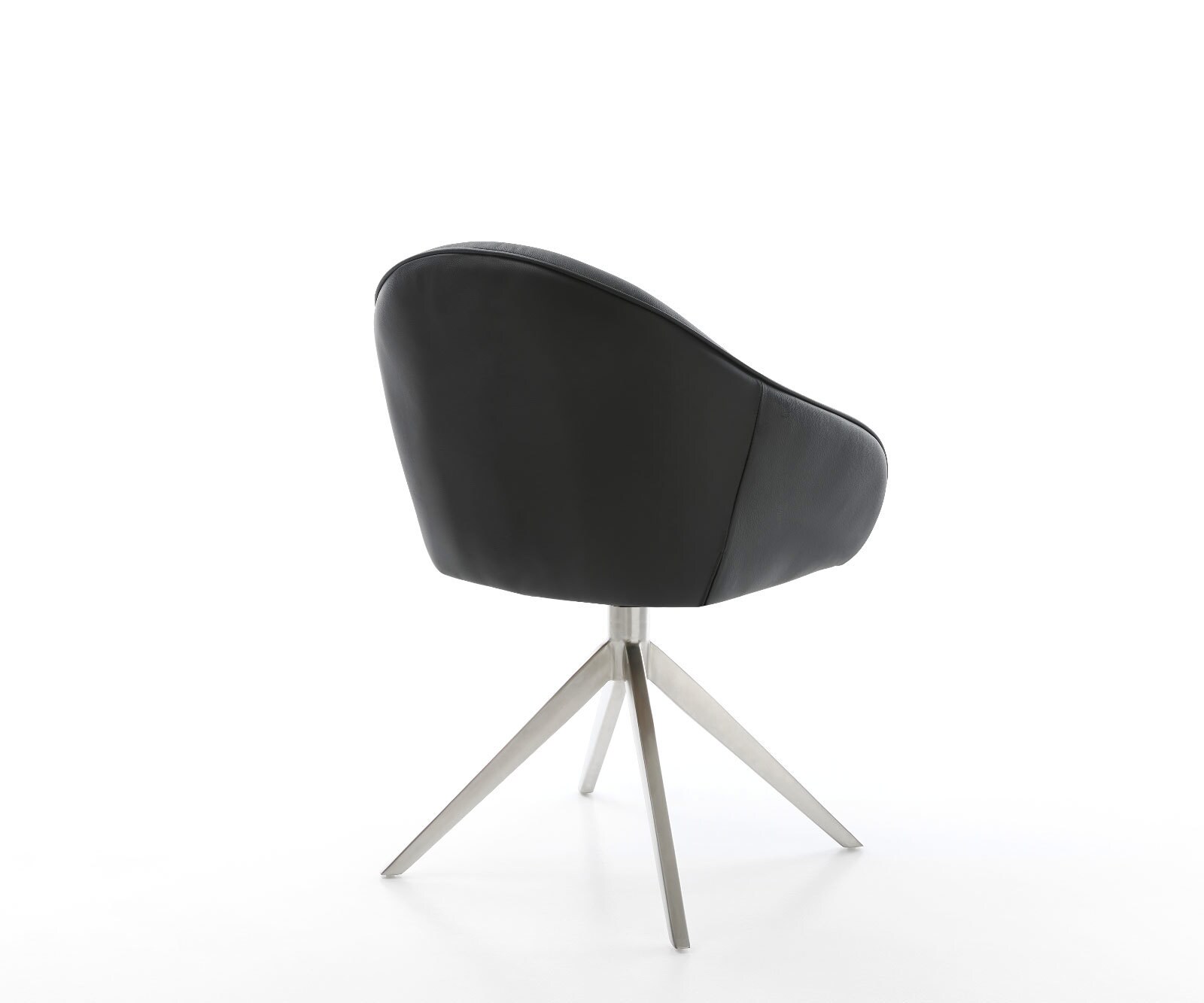 Chaise-pivotante Gaio-Flex cuir de vache noir pied croisé large acier inoxydable brossé pivotement sur 360° fonction bascule 4