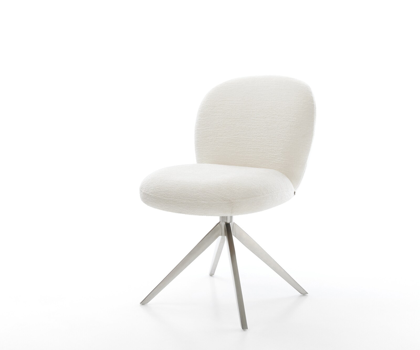 Chaise-pivotante Nube-Flex bouclé doux beige pied croisé large acier inoxydable pivotement sur 360° fonction bascule resorts ensachés 1