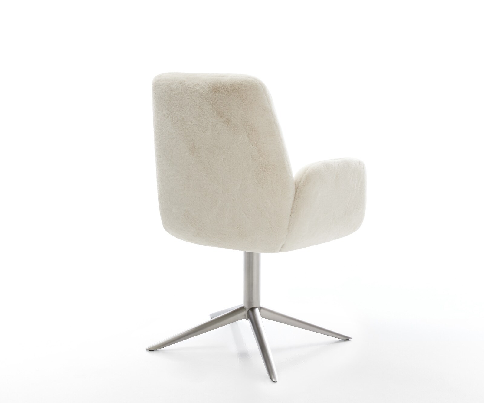 Chaise-pivotante Zoa-Flex peluche crème-blanc pied de chaise 4 branches acier inoxydable pivotement sur 360° fonction bascule resorts ensachés 5