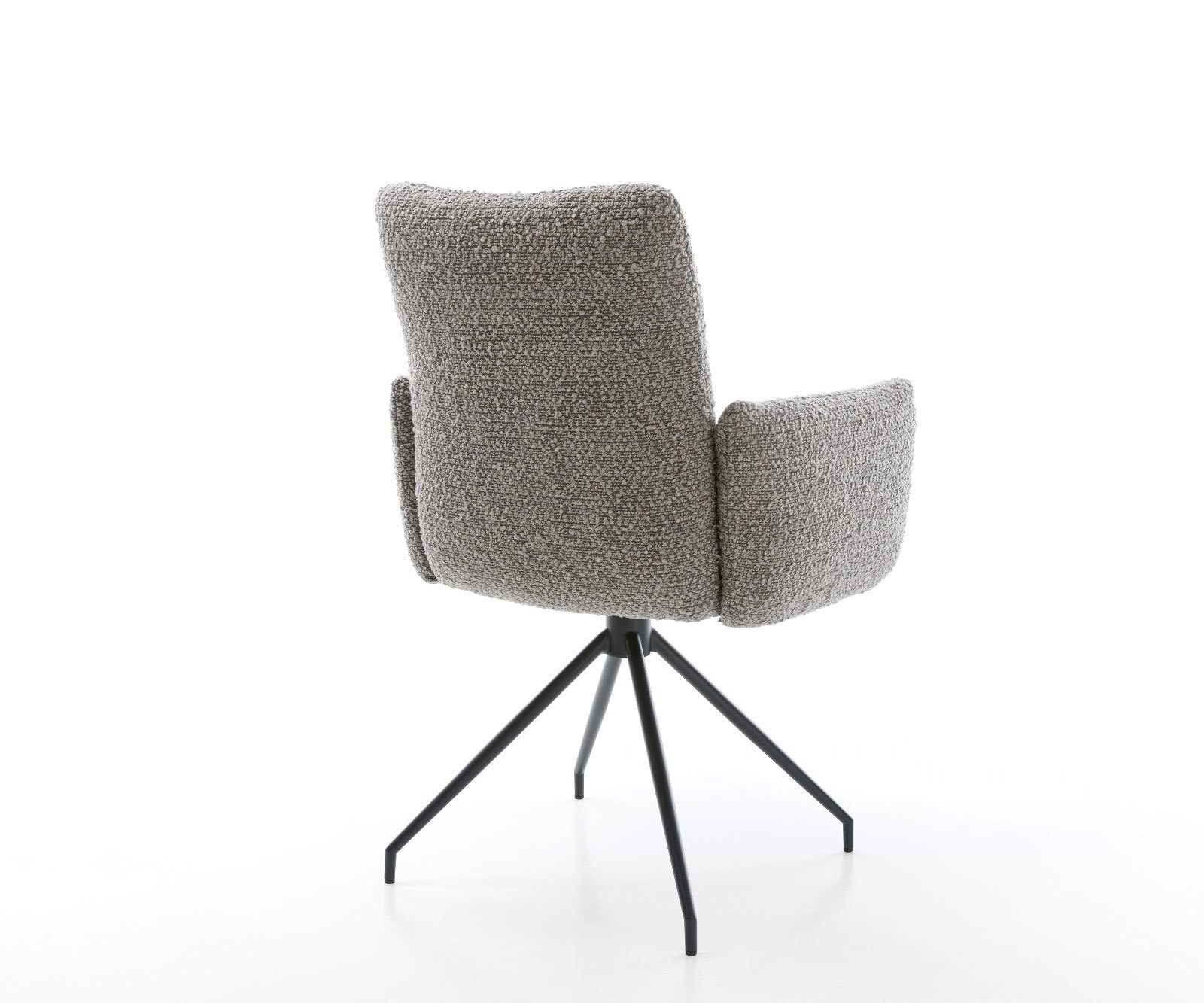 Chaise-pivotante Jova-Flex avec accoudoirs bouclé gris argenté pied croisé conique noir pivotement sur 180° ressorts ensachés 5