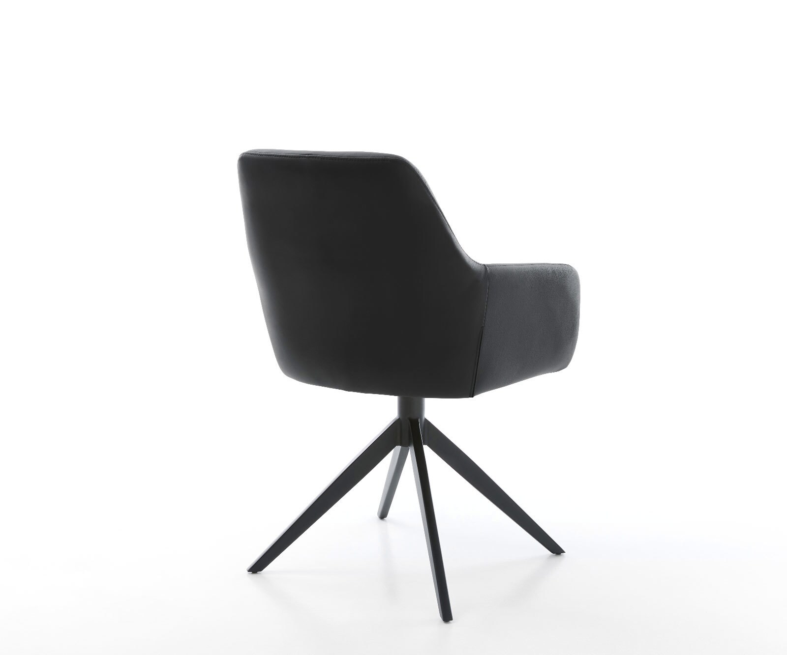 Chaise-pivotante Pejo-Flex cuir de vache noir pied croisé large noir pivotement sur 360° fonction bascule ressorts ensachés 4