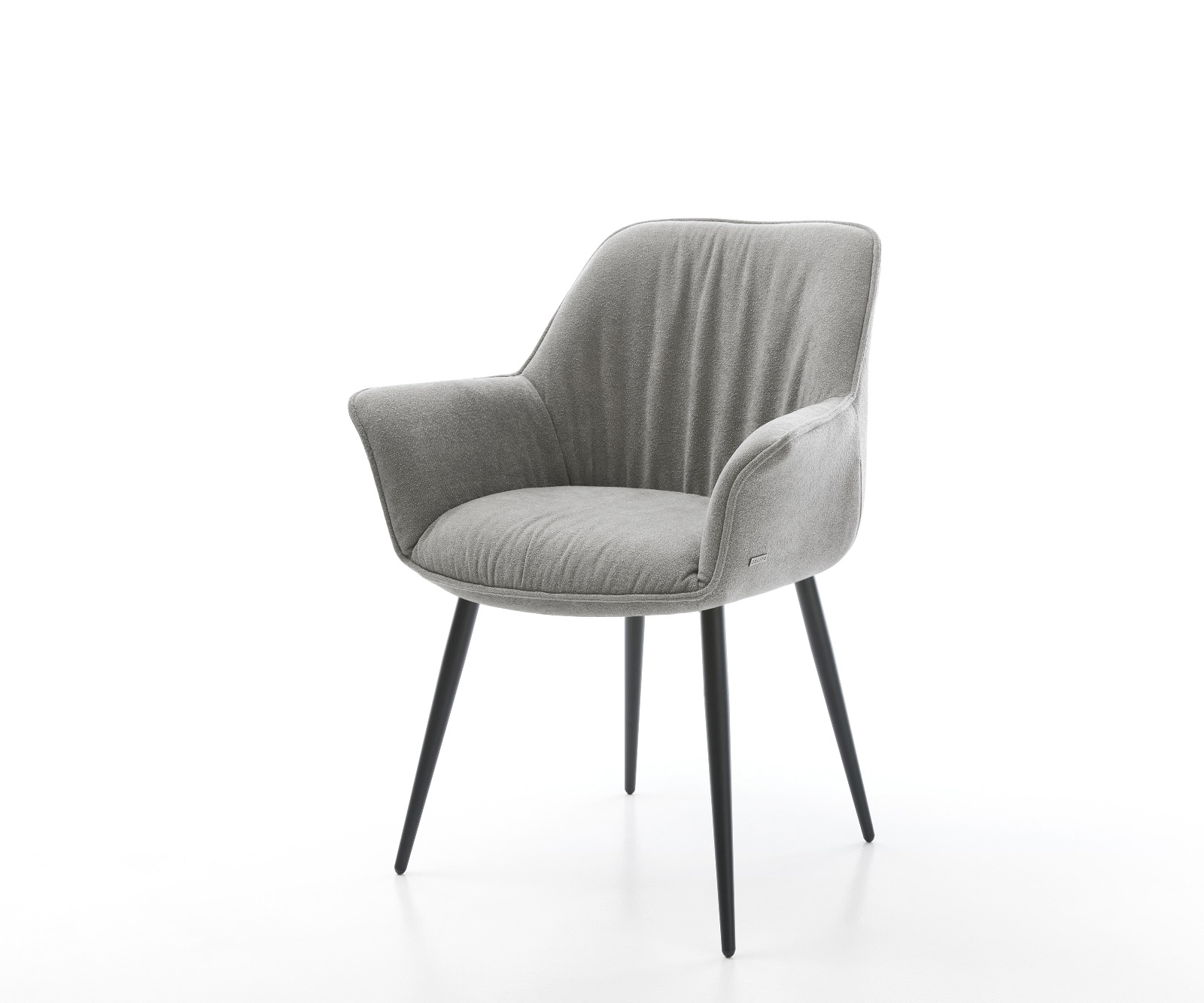 Chaise-de-salle-à-manger Keila-Flex avec accoudoirs tissu structuré doux gris 4 pieds coniques noir 1