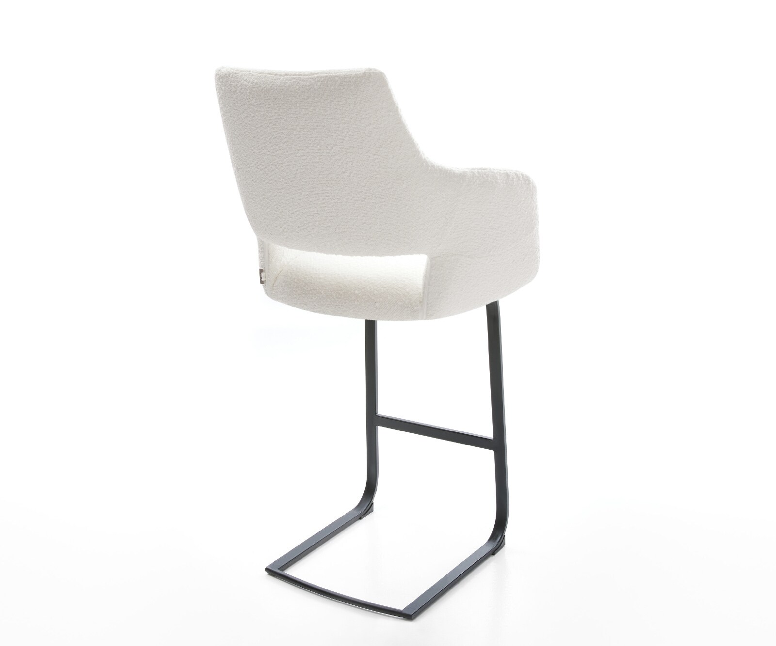 Chaise-de-bar Yago-Flex Bouclé Crème-blanc Pied cantilever plat noir Noir Ressort ensaché 5