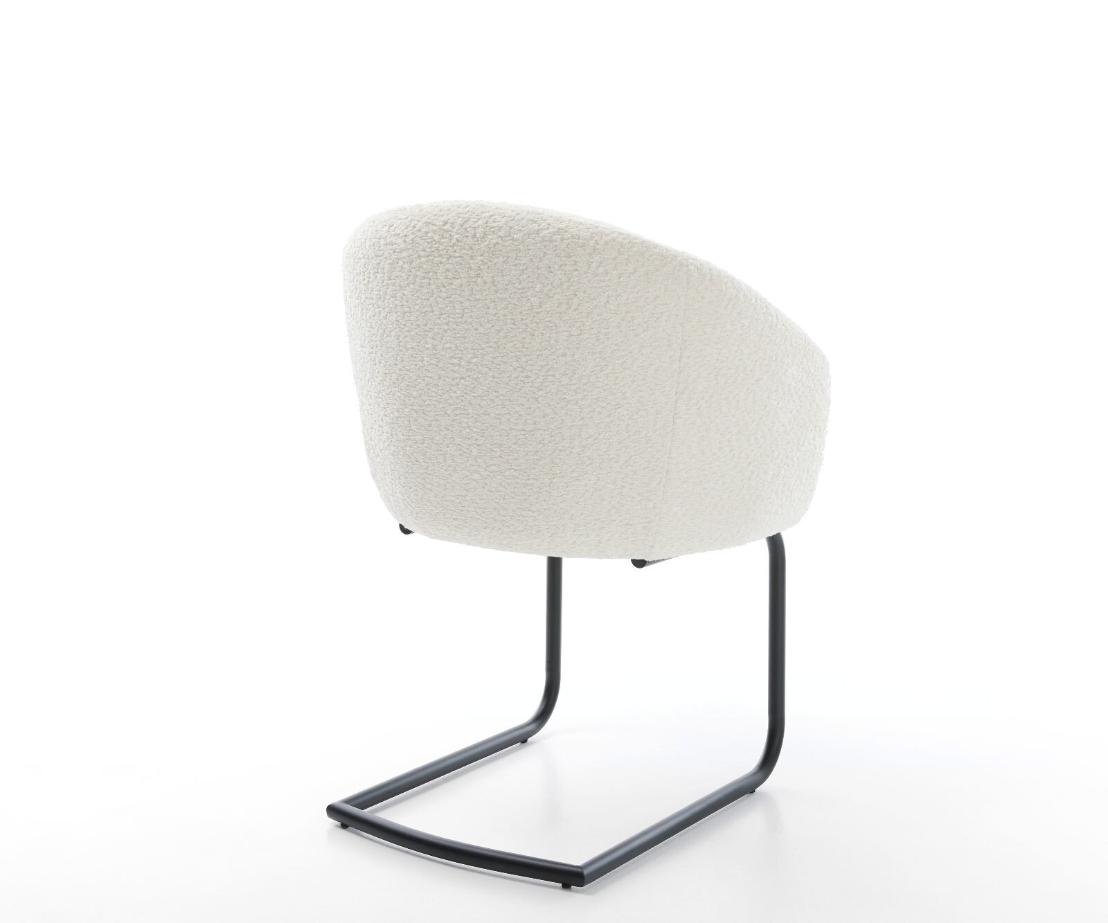 Cantilever Caja-Flex avec accoudoirs bouclé blanc pied cantilever rond noir ressorts ensachés 4