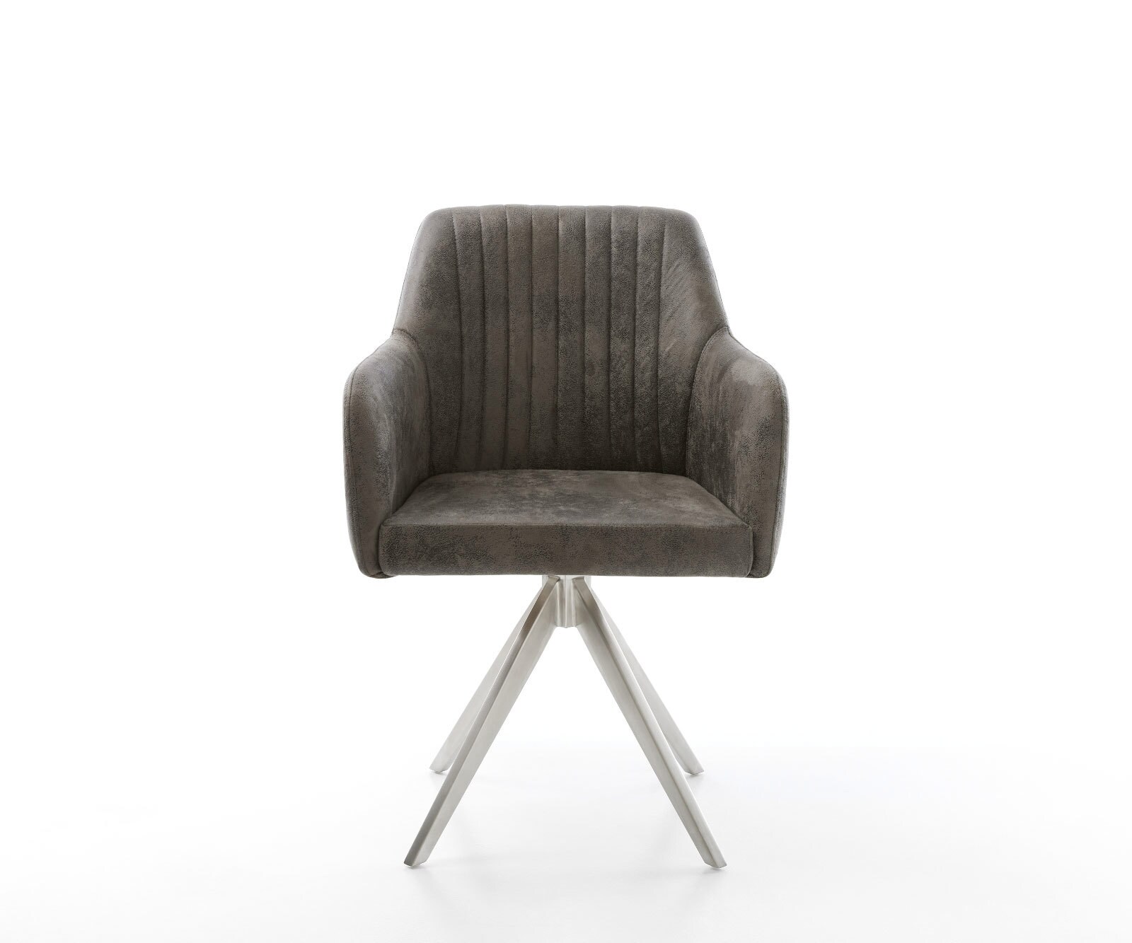 Chaise-de-salle-à-manger Greg-Flex microvelours gris antique pied croisé angulaire acier inoxydable brossé ressorts ensachés 1 Chaise-de-salle-à-manger Greg-Flex microvelours gris antique pied croisé angulaire acier inoxydable brossé ressorts ensachés 1