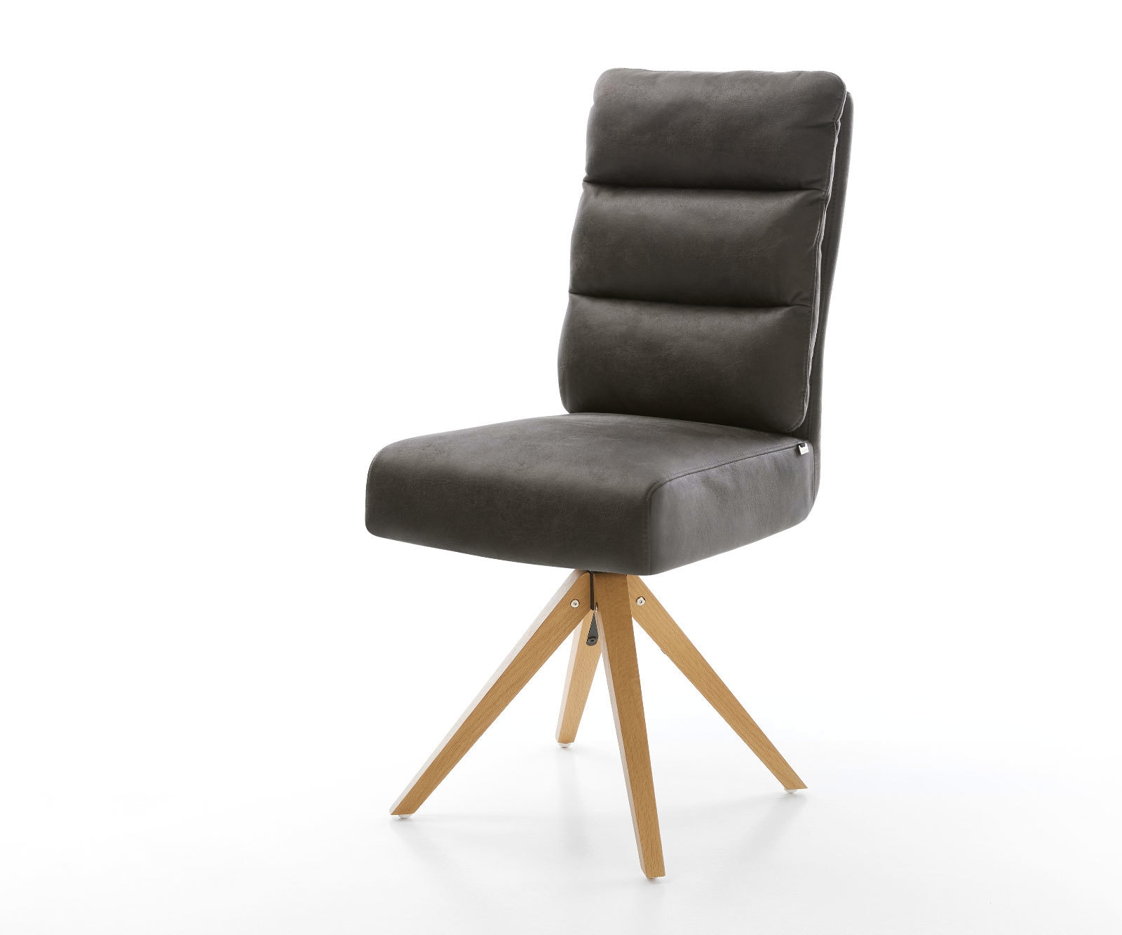 Chaise-de-salle-à-manger Pela-Flex microvelours anthracite vintage pied en bois angulaire naturel ressorts ensachés Chaise-de-salle-à-manger Pela-Flex microvelours anthracite vintage pied en bois angulaire naturel ressorts ensachés