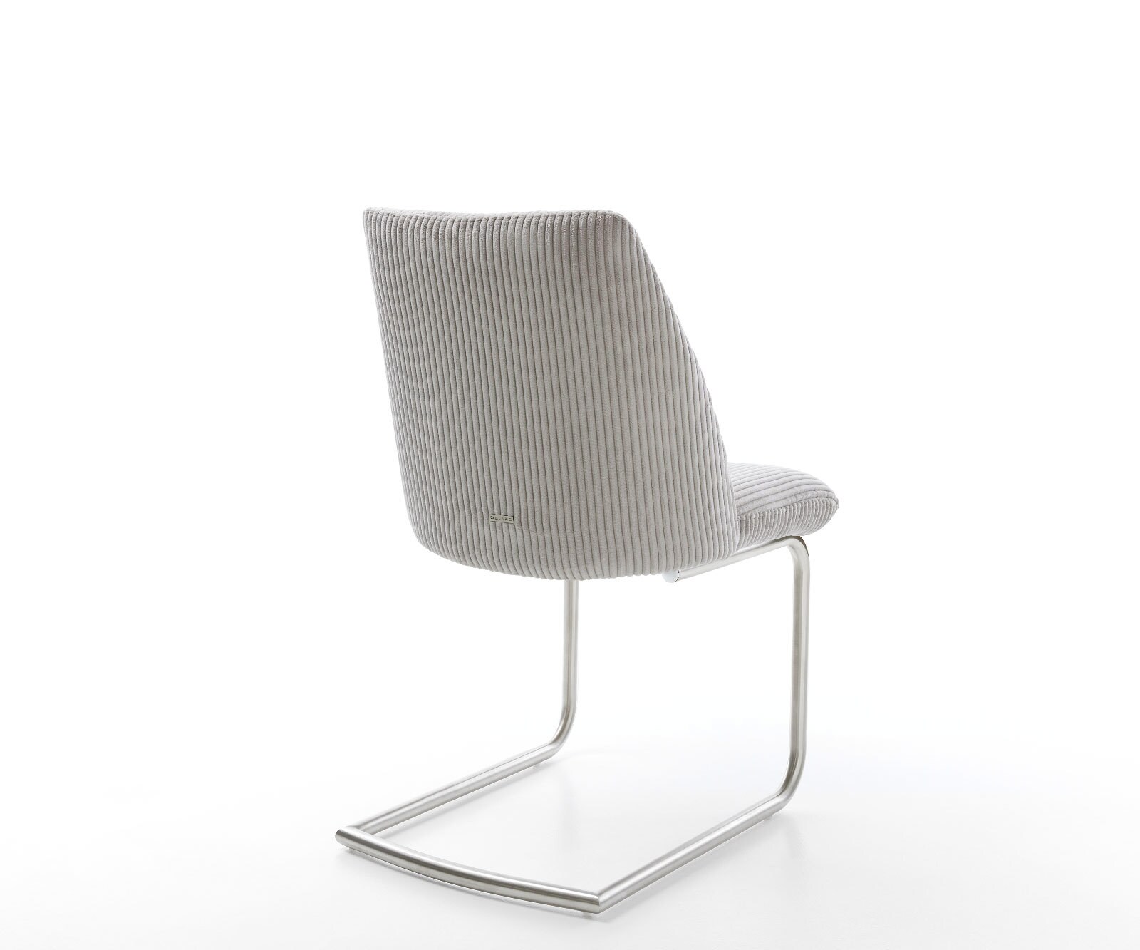 Cantilever Elso-Flex côtelé gris argenté pied cantilever rond acier inoxydable brossé ressorts ensachés 5