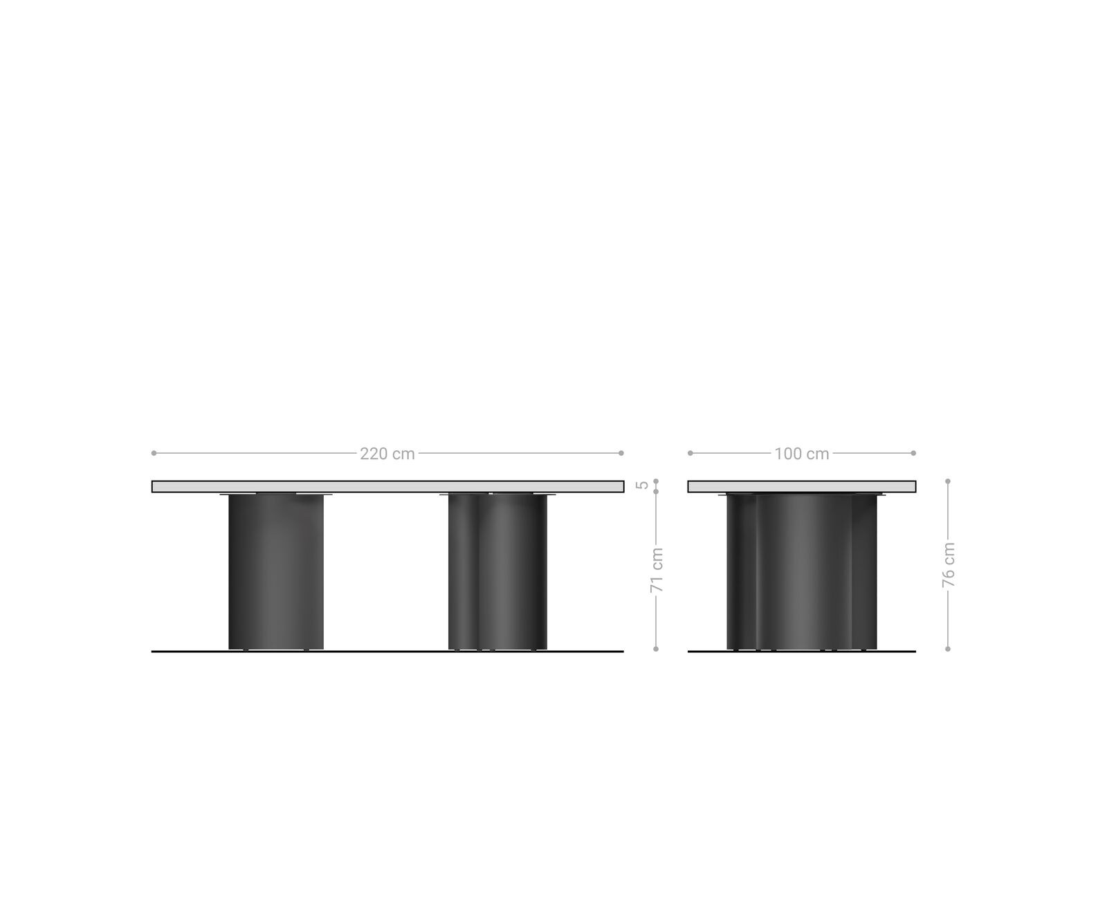 Table à manger Edge 220x100 XL Acacia Platine Troa Acier inoxydable Graphite Live-Edge 6