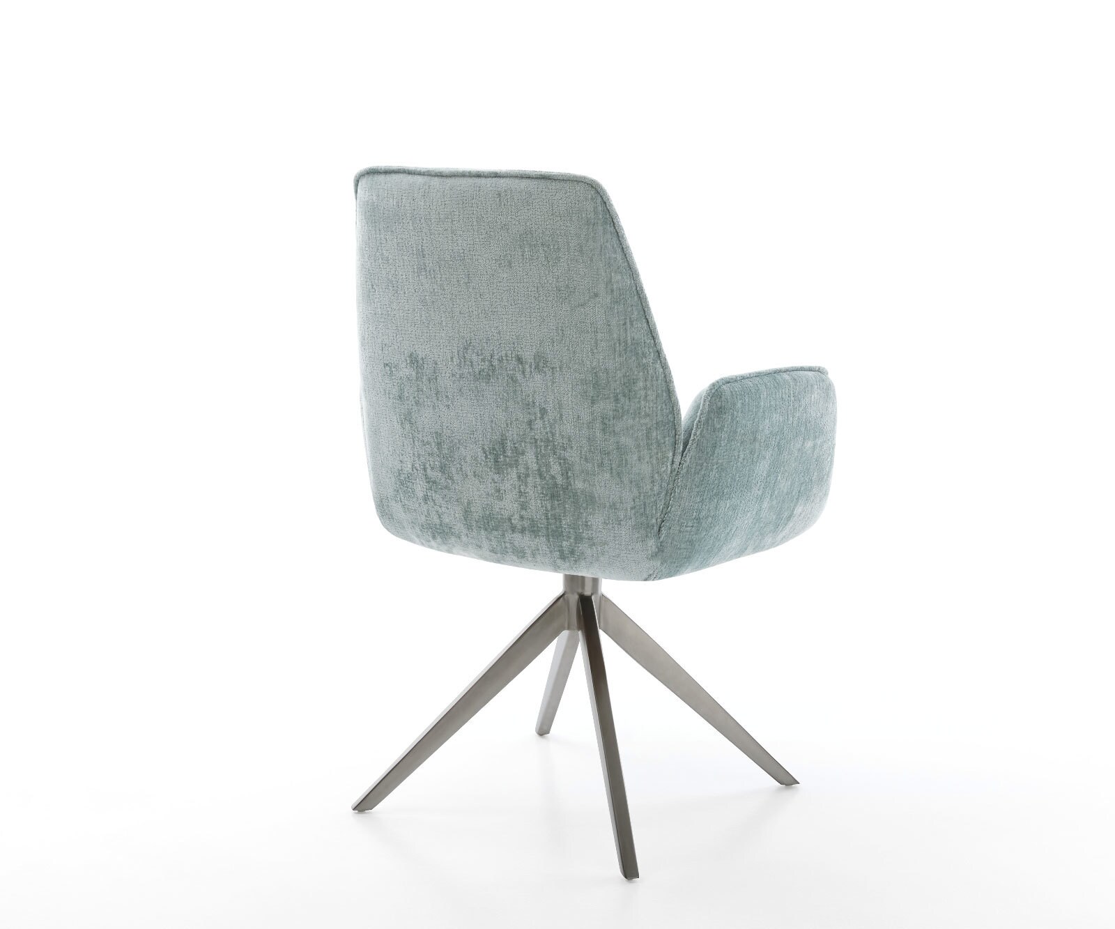 Chaise-pivotante Zoa-Flex chenille bleu pastel pied croisé large grafiete pivotement sur 360° fonction bascule ressorts ensachés 5