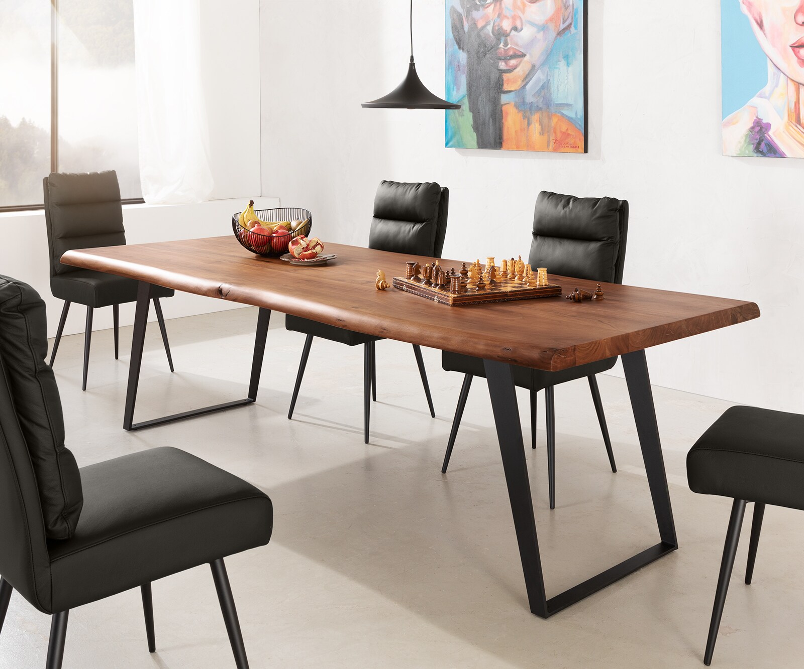 Table-à-manger Edge 260x100 XL acacia marron métal incliné Live-Edge