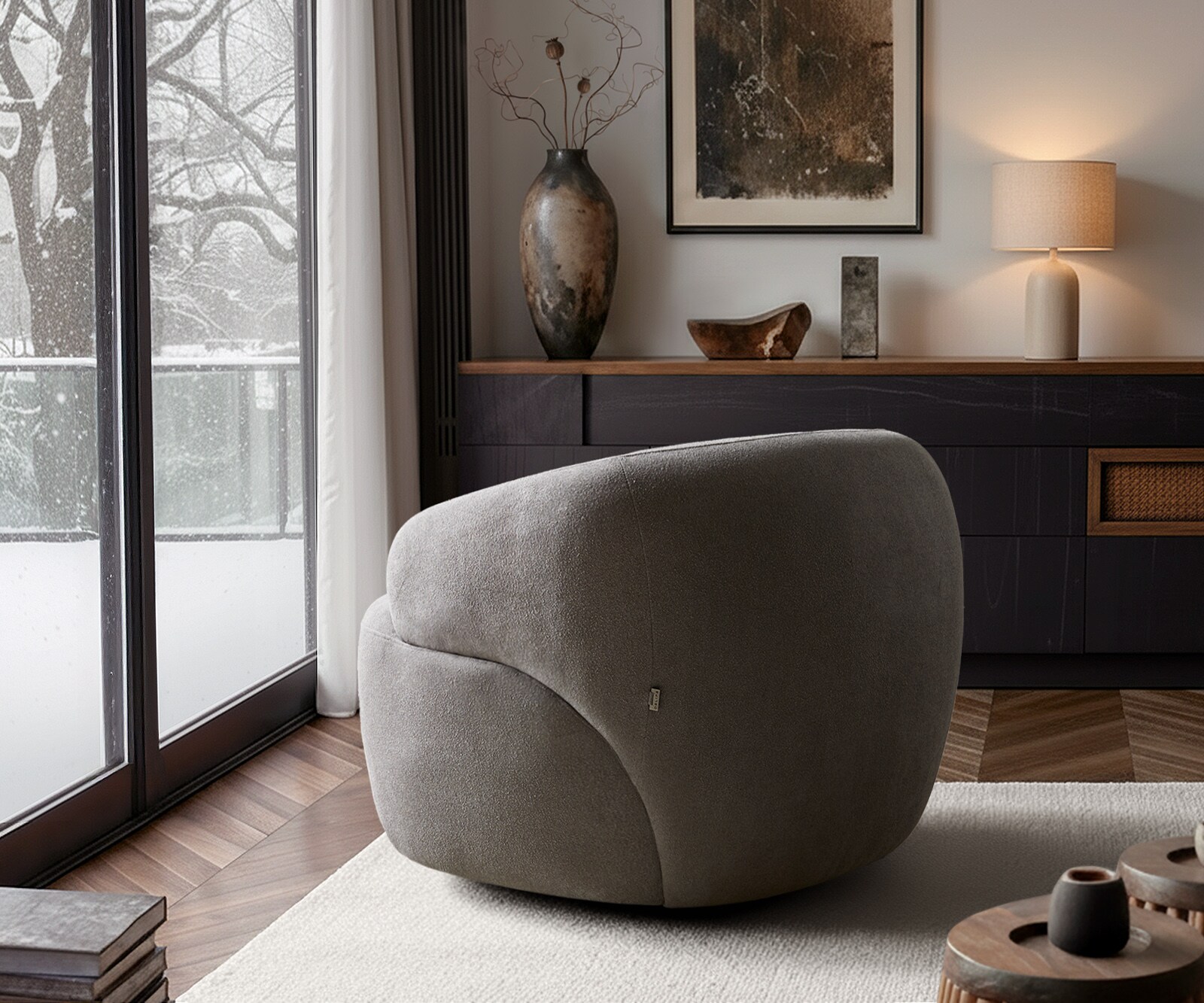 Fauteuil-Lounge Nova 88 x 88 cm, tissu d'ameublement Soft Gris 7