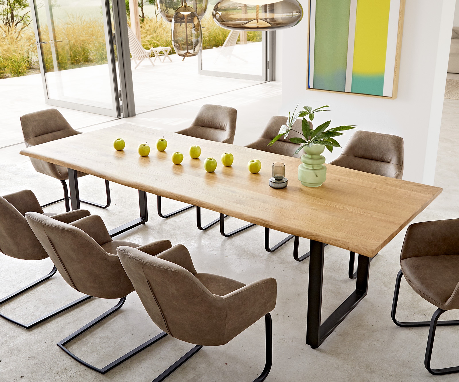 Table à manger Edge 260x100x2,5-3 chêne nature patin noir Live-Edge Table à manger Edge 260x100x2,5-3 chêne nature patin noir Live-Edge