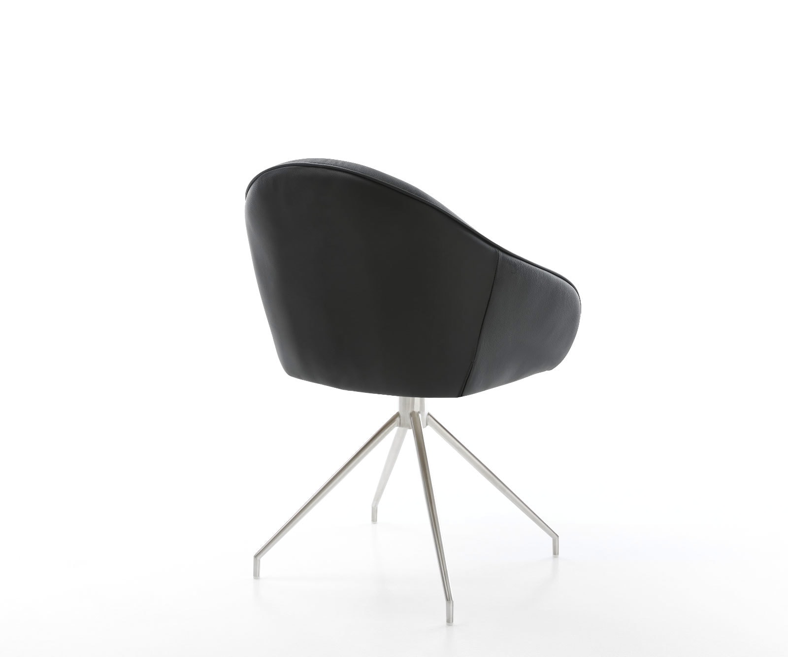 Chaise-de-salle-à-manger Gaio-Flex cuir de vache noir pied croisé conique acier inoxydable brossé 4 Chaise-de-salle-à-manger Gaio-Flex cuir de vache noir pied croisé conique acier inoxydable brossé 4