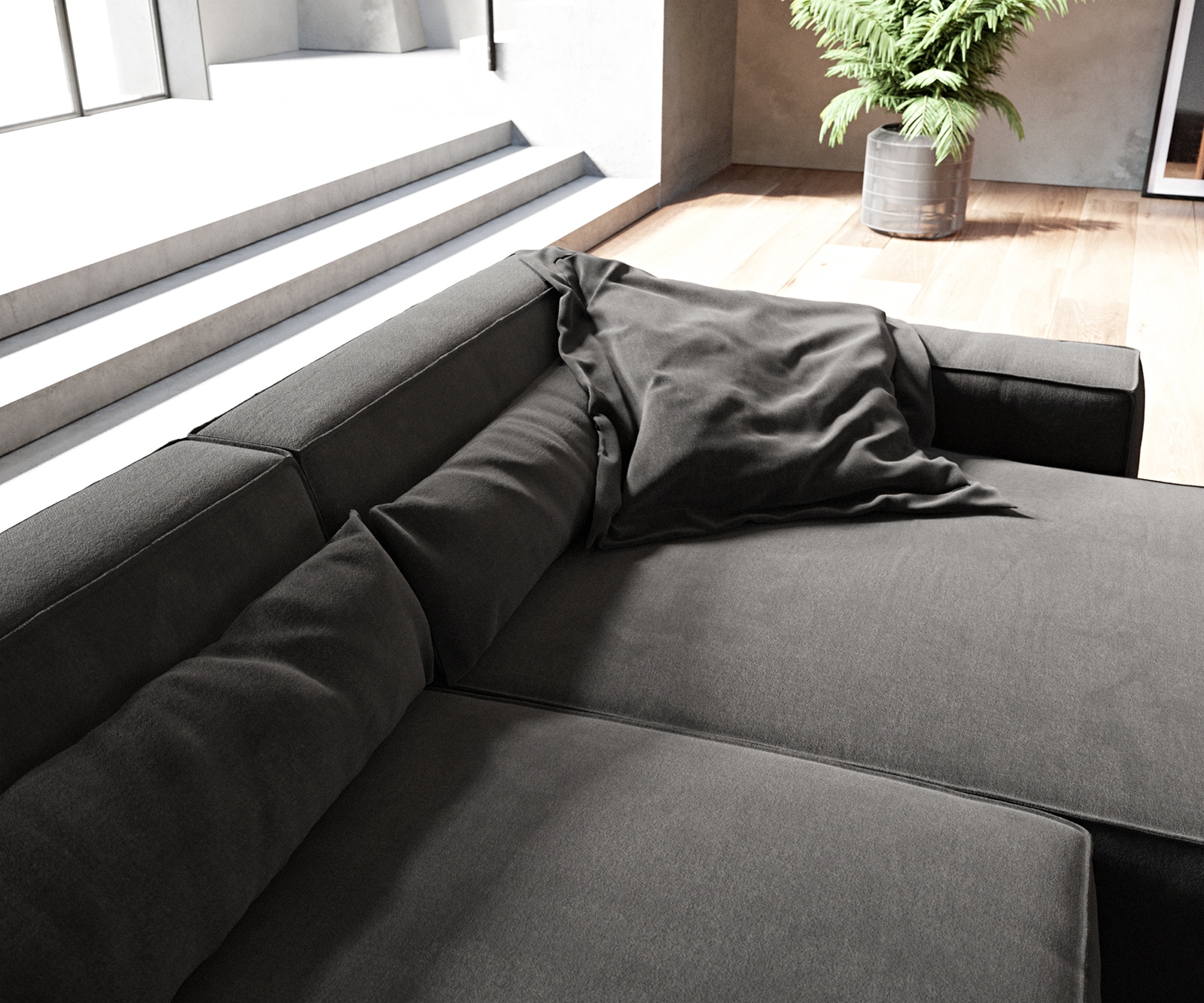 Canapé d'angle Sirpio XL 370x170 cm Microfibre Noir Recamiere variable 4 Canapé d'angle Sirpio XL 370x170 cm Microfibre Noir Recamiere variable 4