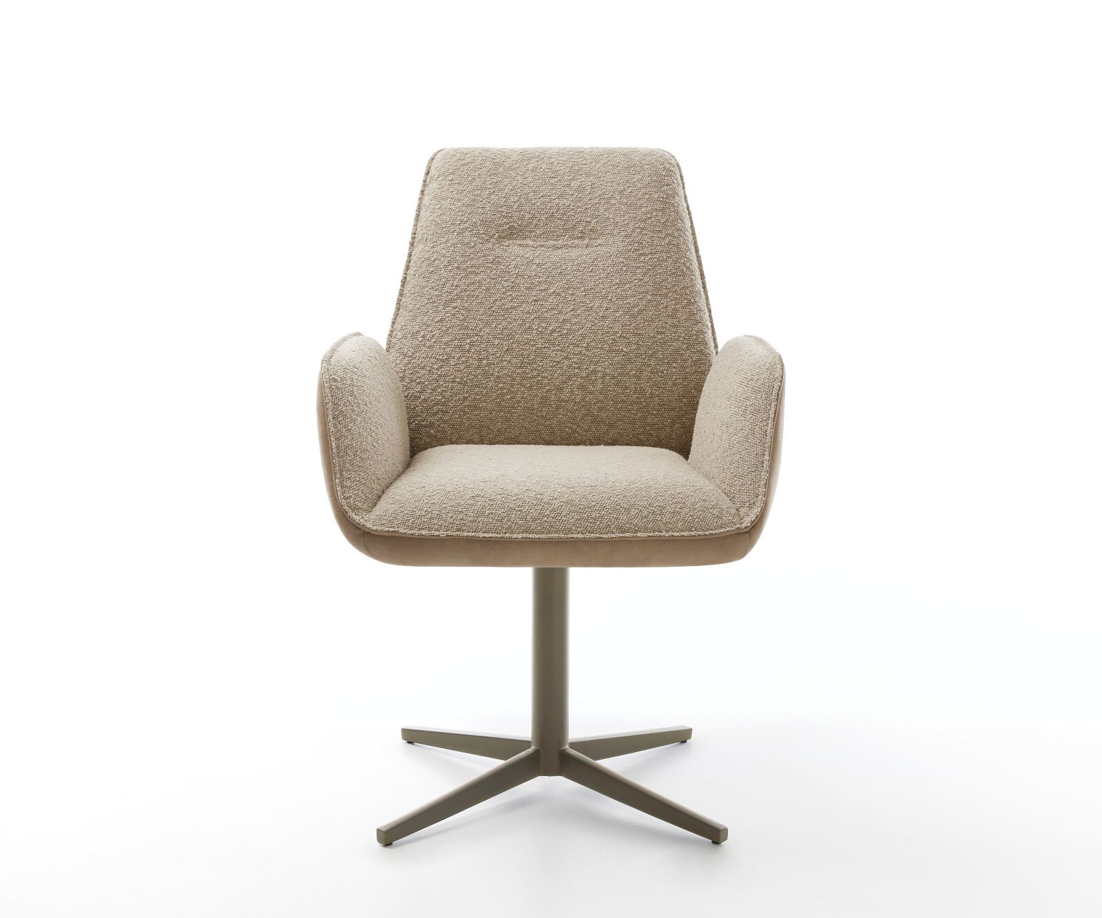 Chaise-pivotante Zoa-Flex tissu mixte couleur boue pied de chaise 4 branches aspect titane pivotement sur 360° ressorts ensachés 1