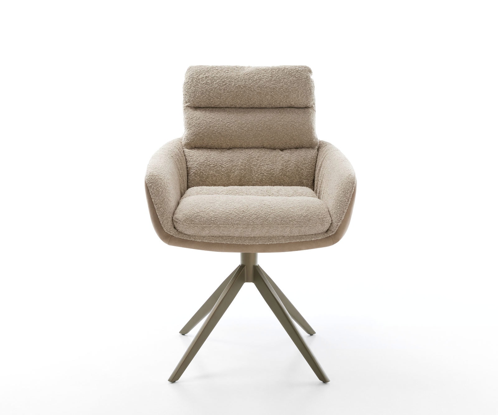 Chaise-pivotante Abelia-Flex avec accoudoirs tissu mixte couleur boue pied croisé large aspect titane pivotement sur 360° 1 Chaise-pivotante Abelia-Flex avec accoudoirs tissu mixte couleur boue pied croisé large aspect titane pivotement sur 360° 1