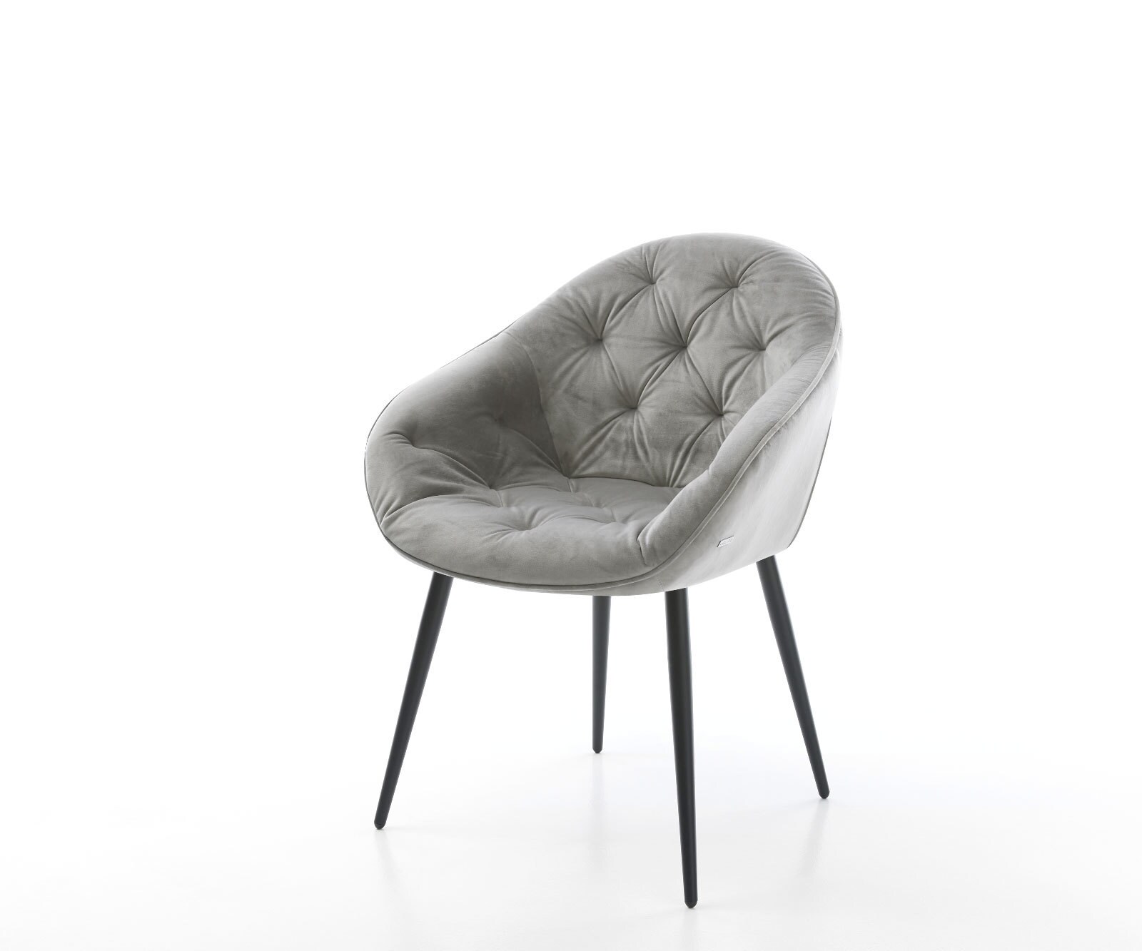 Chaise-de-salle-à-manger Gaio-Flex velours gris 4 pieds coniques noir